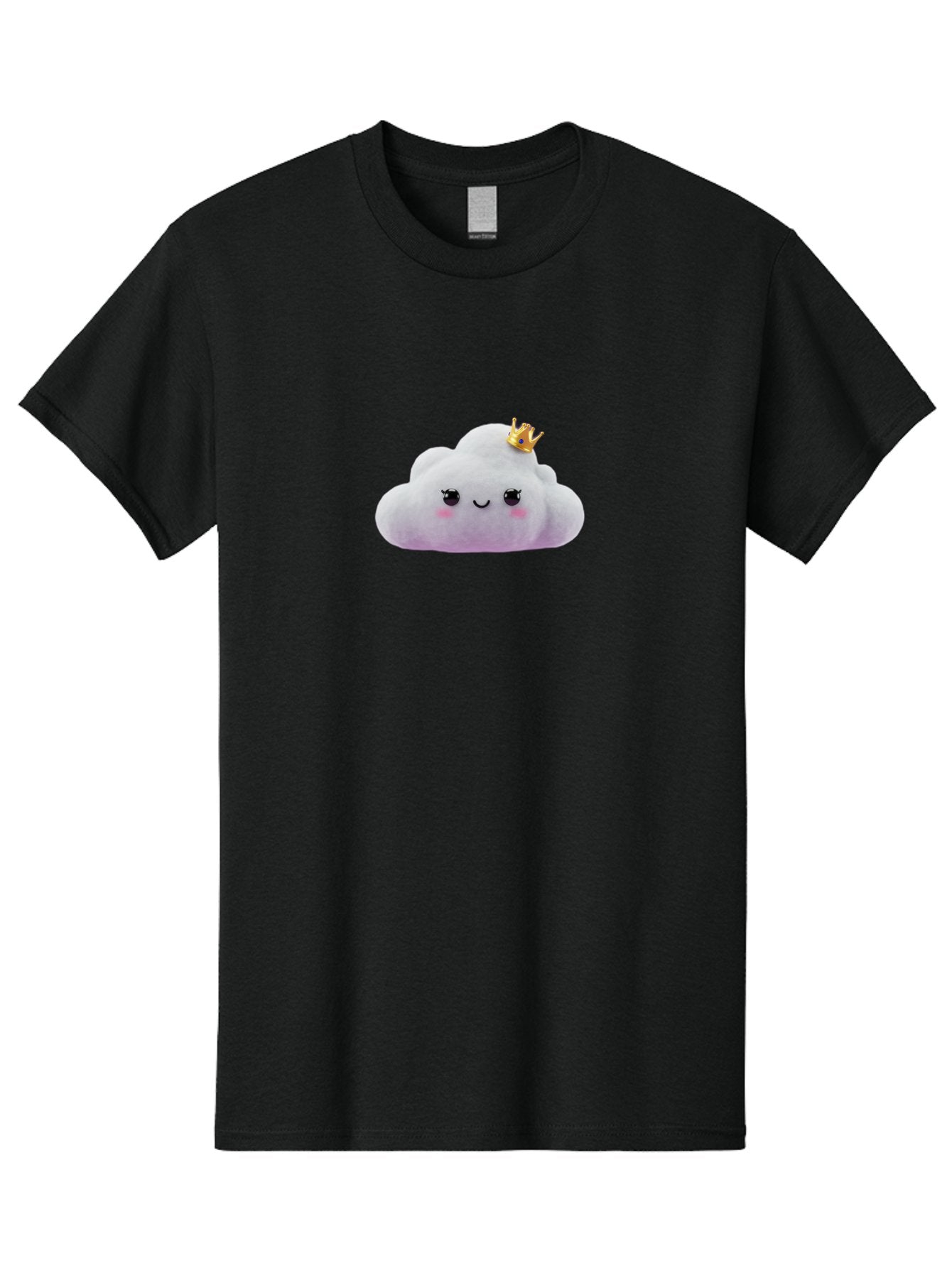 Crown-Cloud Men'S Graphic Tee, 100% Cotton, Comfortable Casual Summer Wear, Machine Washable, Soft Plush Toy, Cloud Shape, Adorable Face, Golden Crown, Cute Toy, Kawaii, Soft Toy, Plushie, Stuffed Animal, Kids Toy, Cuddly, Endearing, Bae418