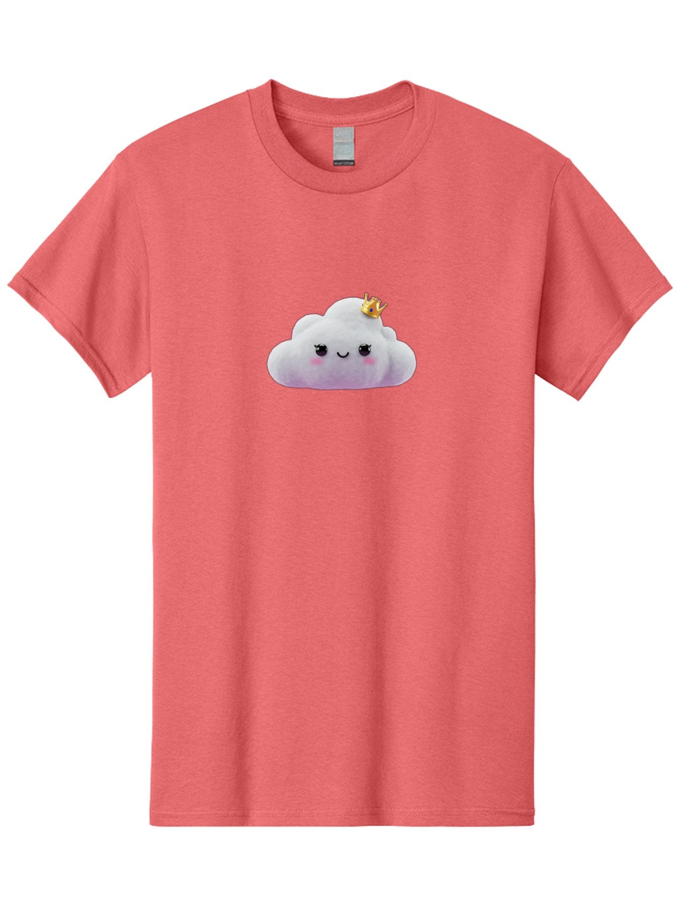 Crown-Cloud Men'S Graphic Tee, 100% Cotton, Comfortable Casual Summer Wear, Machine Washable, Soft Plush Toy, Cloud Shape, Adorable Face, Golden Crown, Cute Toy, Kawaii, Soft Toy, Plushie, Stuffed Animal, Kids Toy, Cuddly, Endearing, Bae418 3