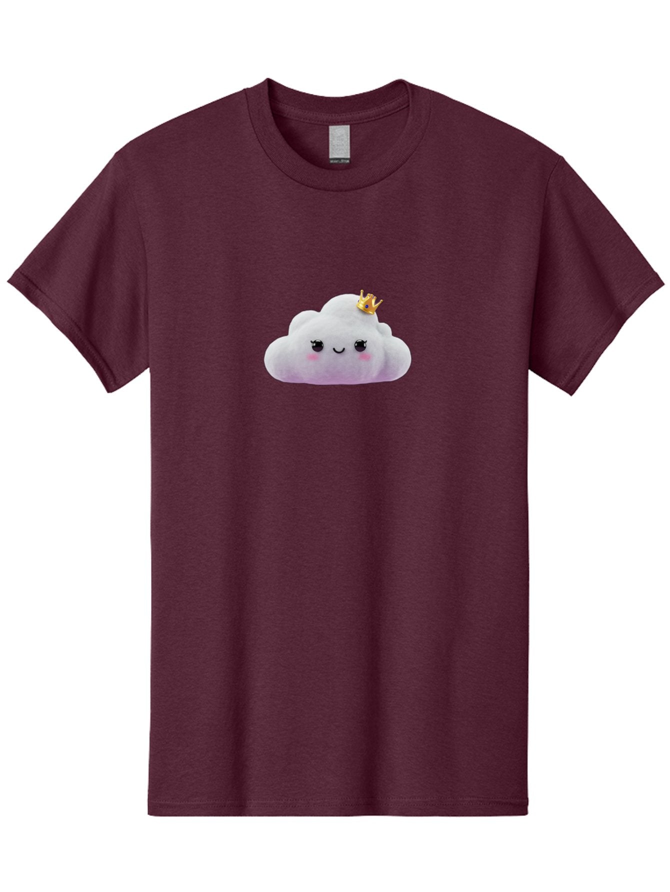 Crown-Cloud Men'S Graphic Tee, 100% Cotton, Comfortable Casual Summer Wear, Machine Washable, Soft Plush Toy, Cloud Shape, Adorable Face, Golden Crown, Cute Toy, Kawaii, Soft Toy, Plushie, Stuffed Animal, Kids Toy, Cuddly, Endearing, Bae418