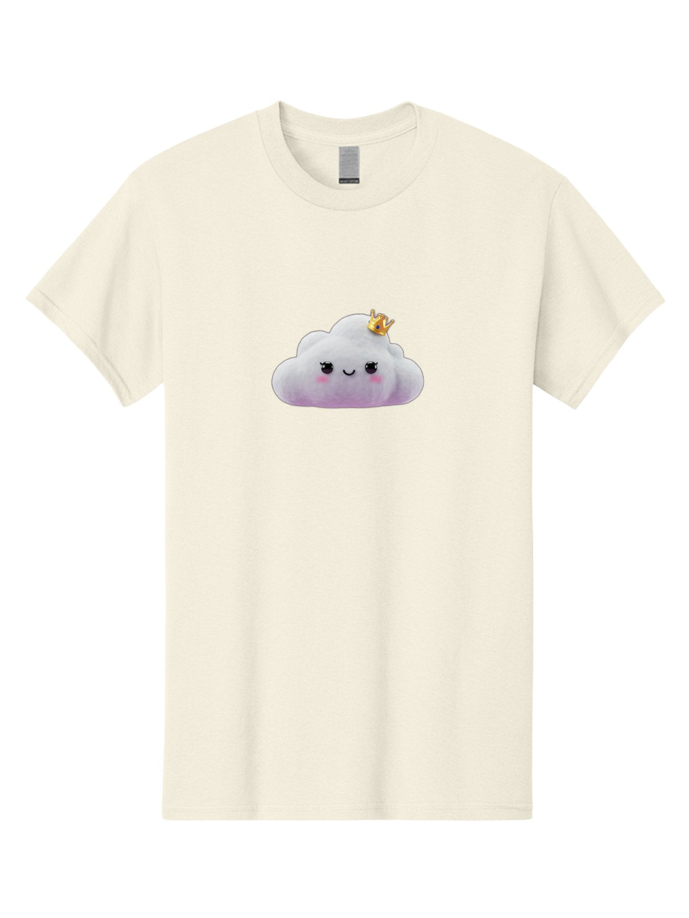 Crown-Cloud Men'S Graphic Tee, 100% Cotton, Comfortable Casual Summer Wear, Machine Washable, Soft Plush Toy, Cloud Shape, Adorable Face, Golden Crown, Cute Toy, Kawaii, Soft Toy, Plushie, Stuffed Animal, Kids Toy, Cuddly, Endearing, Bae418 8