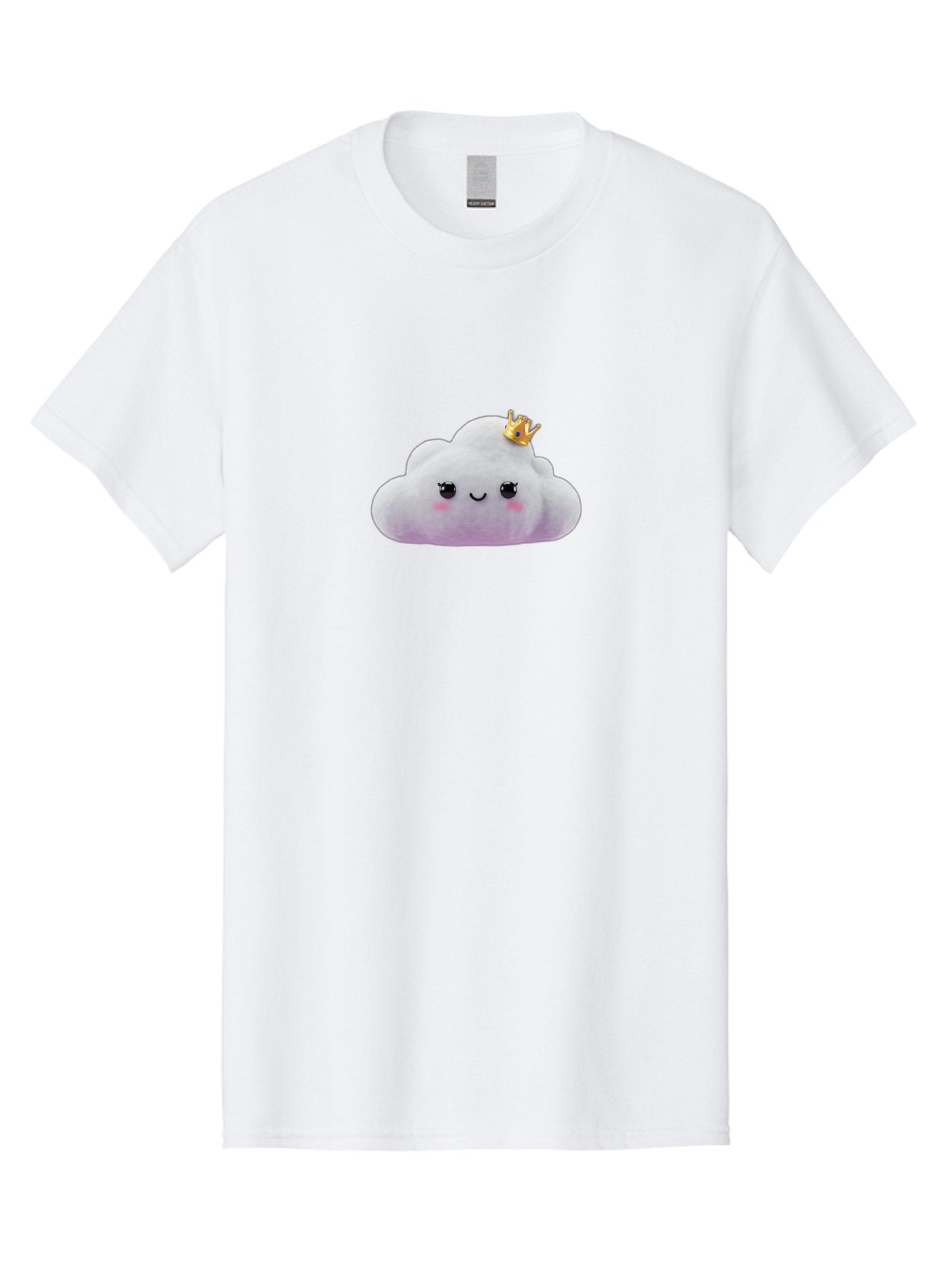 Crown-Cloud Men'S Graphic Tee, 100% Cotton, Comfortable Casual Summer Wear, Machine Washable, Soft Plush Toy, Cloud Shape, Adorable Face, Golden Crown, Cute Toy, Kawaii, Soft Toy, Plushie, Stuffed Animal, Kids Toy, Cuddly, Endearing, Bae418 4