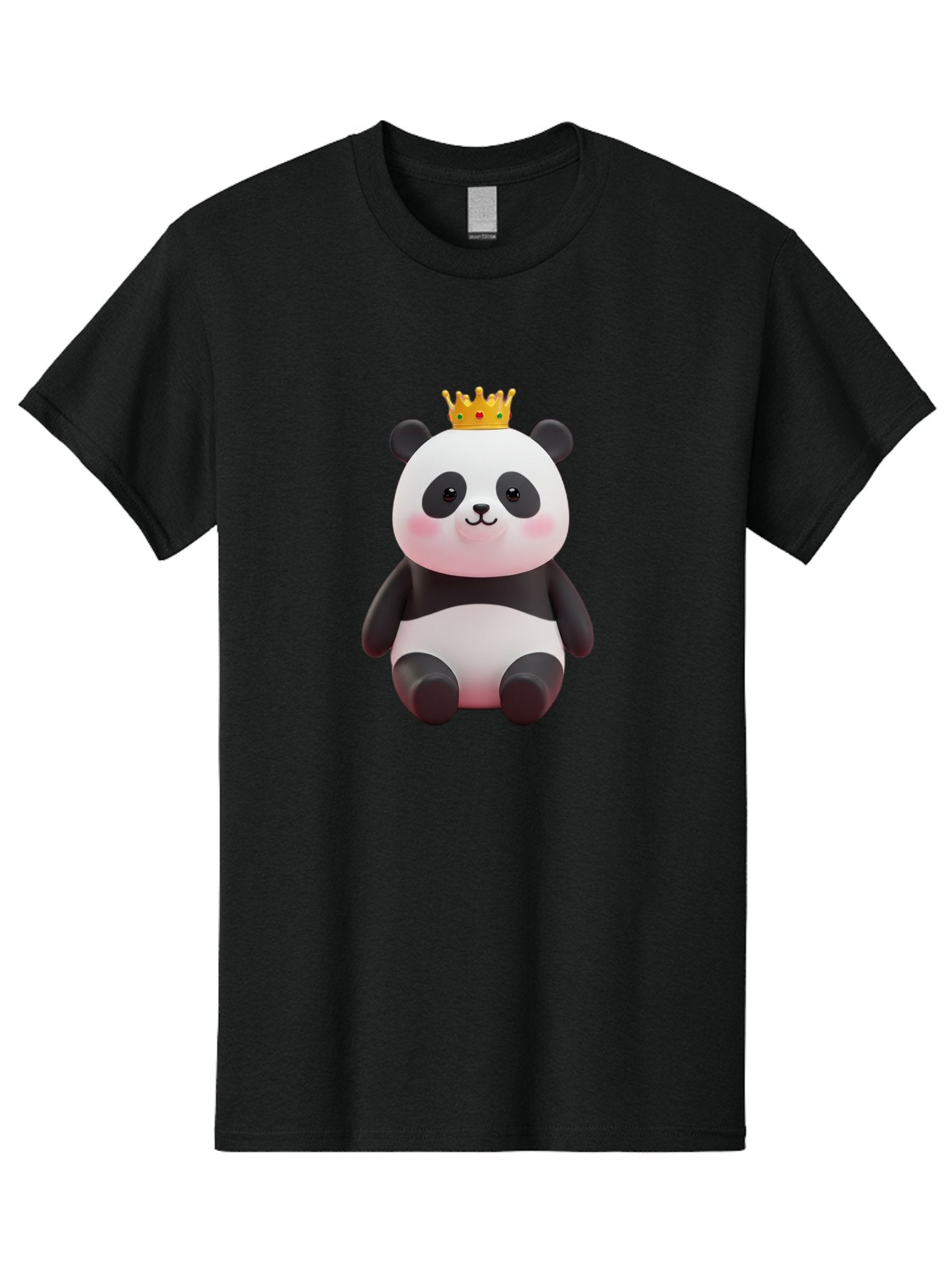 Crowned-Panda-1 Men'S Graphic Tee, 100% Cotton, Comfortable Casual Summer Wear, Machine Washable, Cartoon Panda, 3D Illustration, Panda Bear, Crown On Head, Regal Animal, Cute Expression, Rosy Cheeks, Kawaii Character, Adorable Design, Bae419 5