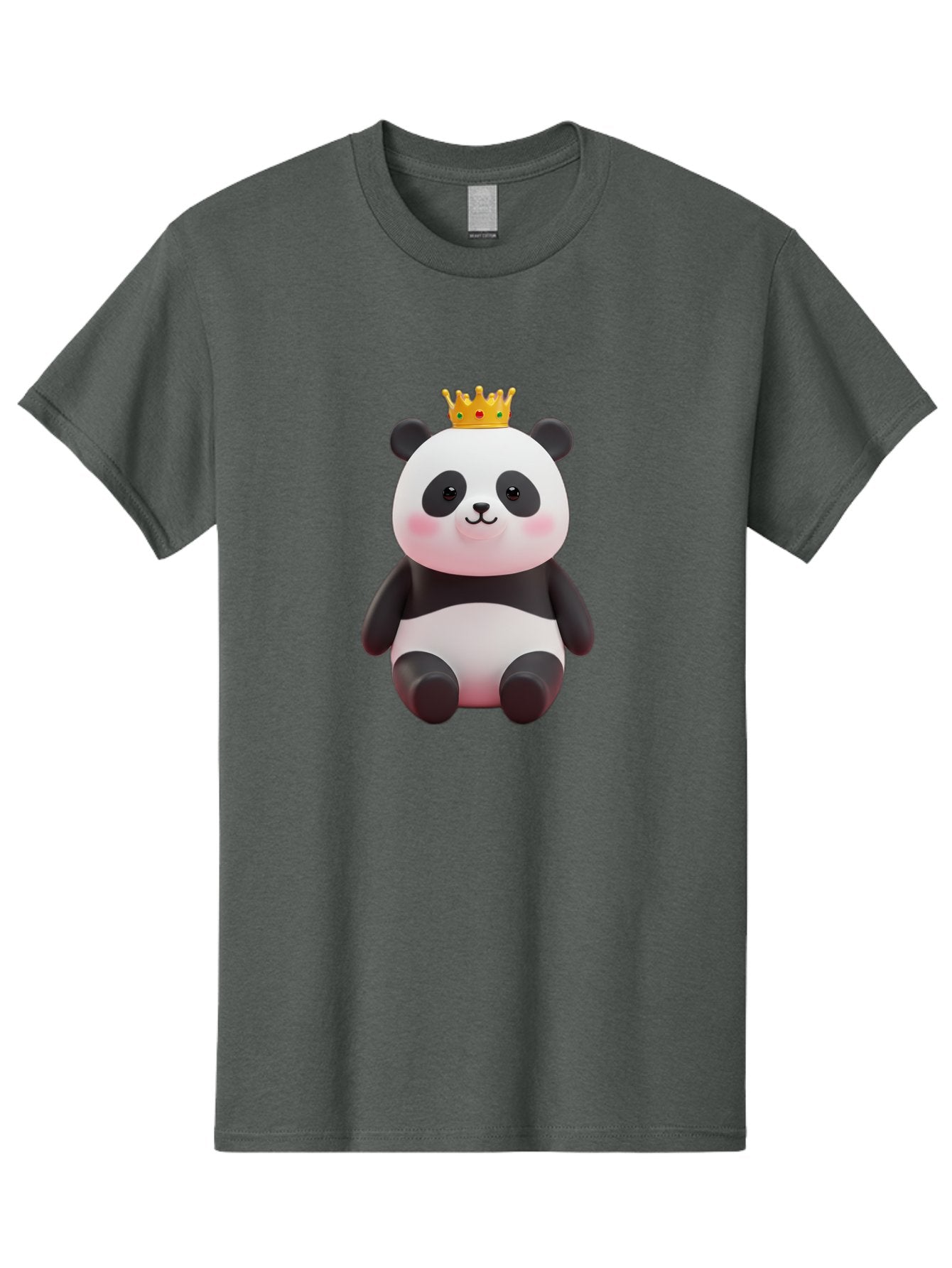 Crowned-Panda-1 Men'S Graphic Tee, 100% Cotton, Comfortable Casual Summer Wear, Machine Washable, Cartoon Panda, 3D Illustration, Panda Bear, Crown On Head, Regal Animal, Cute Expression, Rosy Cheeks, Kawaii Character, Adorable Design, Bae419 12