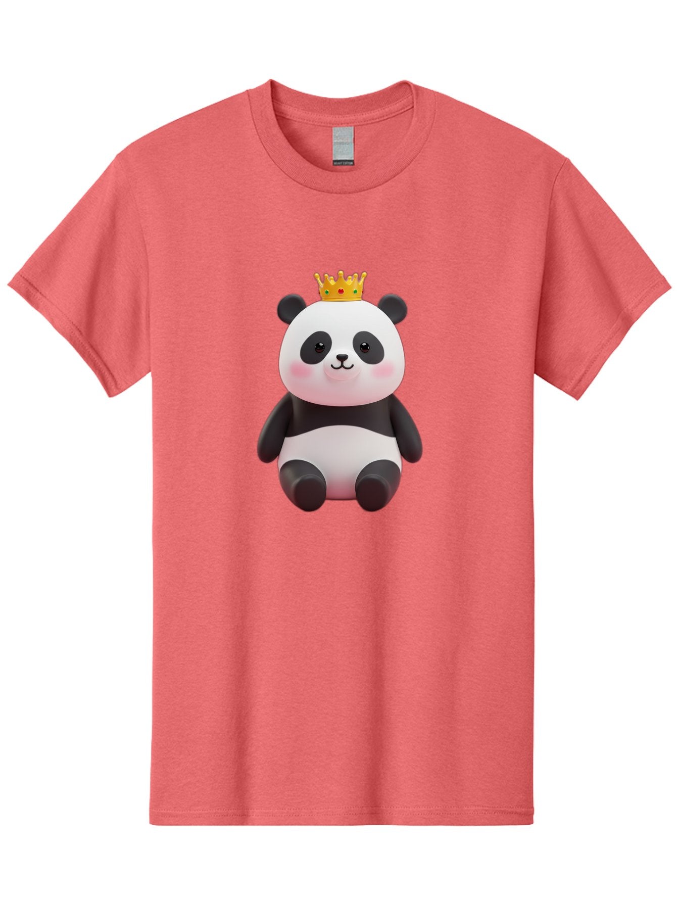Crowned-Panda-1 Men'S Graphic Tee, 100% Cotton, Comfortable Casual Summer Wear, Machine Washable, Cartoon Panda, 3D Illustration, Panda Bear, Crown On Head, Regal Animal, Cute Expression, Rosy Cheeks, Kawaii Character, Adorable Design, Bae419 15