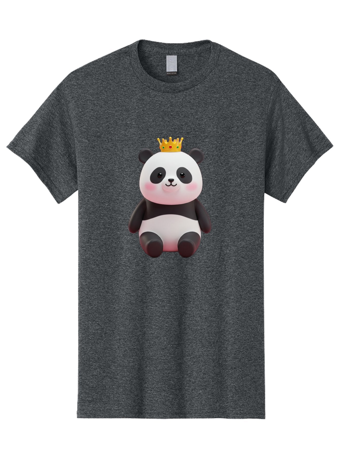 Crowned-Panda-1 Men'S Graphic Tee, 100% Cotton, Comfortable Casual Summer Wear, Machine Washable, Cartoon Panda, 3D Illustration, Panda Bear, Crown On Head, Regal Animal, Cute Expression, Rosy Cheeks, Kawaii Character, Adorable Design, Bae419 10