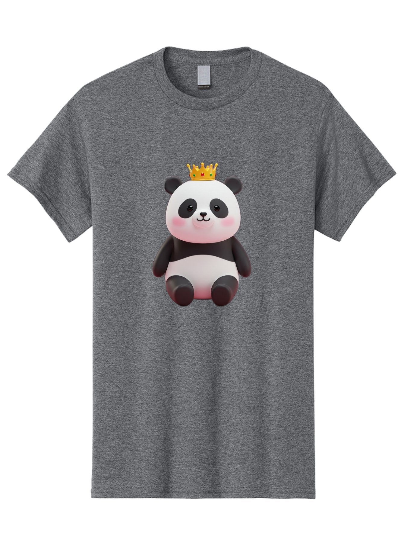 Crowned-Panda-1 Men'S Graphic Tee, 100% Cotton, Comfortable Casual Summer Wear, Machine Washable, Cartoon Panda, 3D Illustration, Panda Bear, Crown On Head, Regal Animal, Cute Expression, Rosy Cheeks, Kawaii Character, Adorable Design, Bae419 3