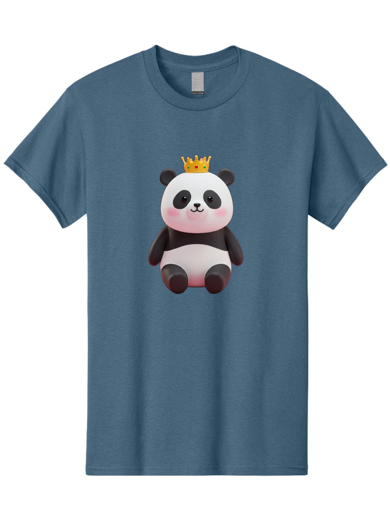 Crowned-Panda-1 Men'S Graphic Tee, 100% Cotton, Comfortable Casual Summer Wear, Machine Washable, Cartoon Panda, 3D Illustration, Panda Bear, Crown On Head, Regal Animal, Cute Expression, Rosy Cheeks, Kawaii Character, Adorable Design, Bae419 7