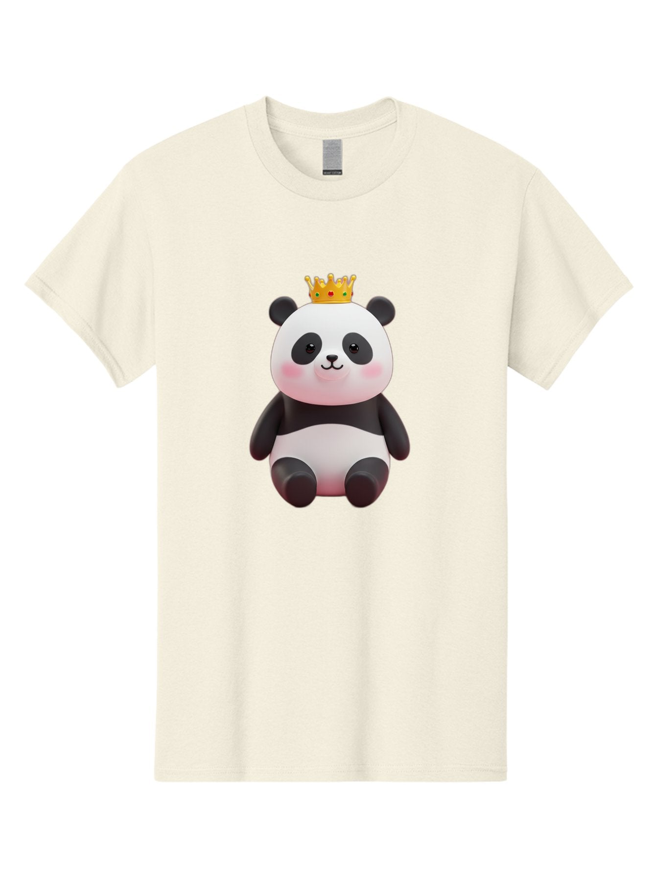 Crowned-Panda-1 Men'S Graphic Tee, 100% Cotton, Comfortable Casual Summer Wear, Machine Washable, Cartoon Panda, 3D Illustration, Panda Bear, Crown On Head, Regal Animal, Cute Expression, Rosy Cheeks, Kawaii Character, Adorable Design, Bae419 14