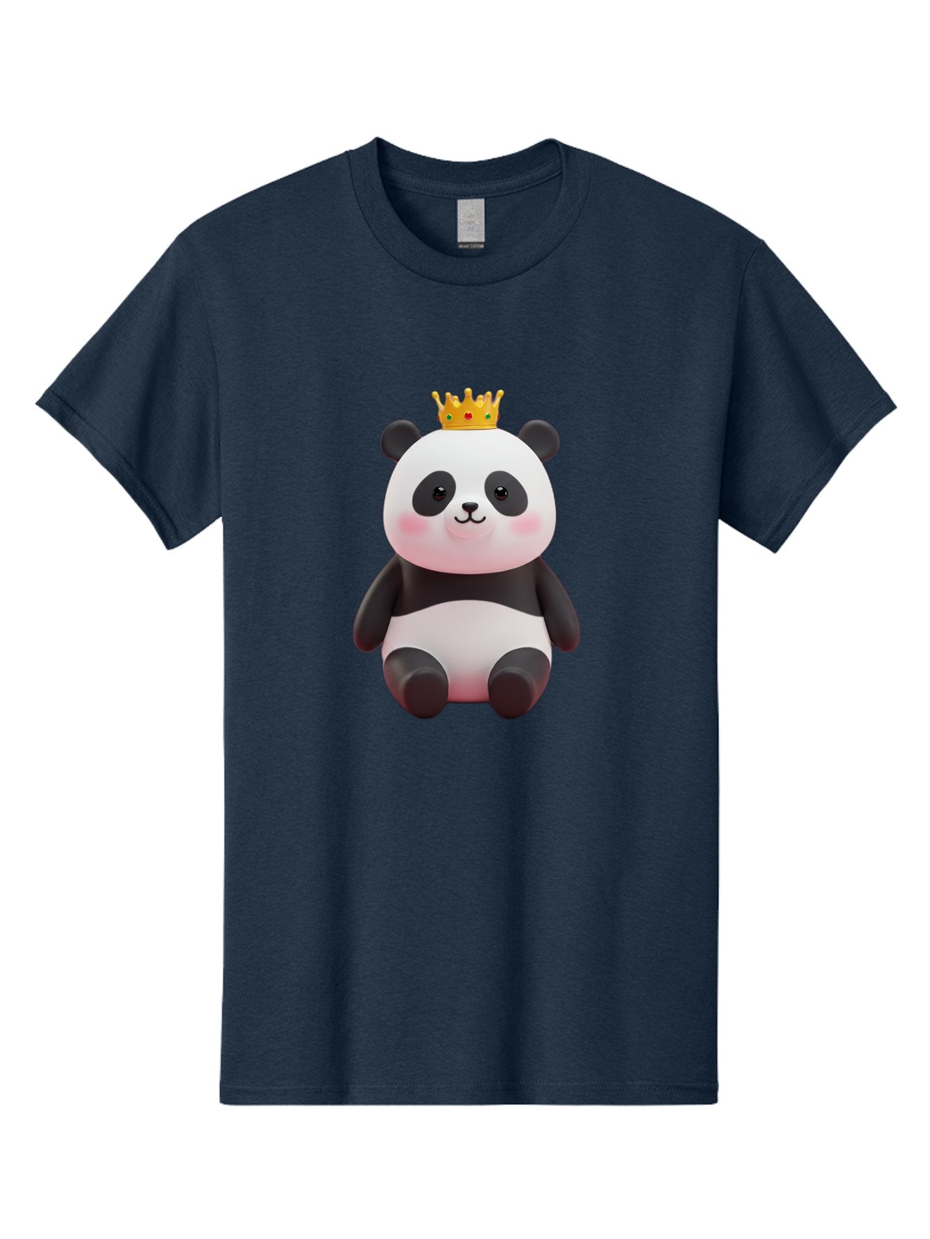 Crowned-Panda-1 Men'S Graphic Tee, 100% Cotton, Comfortable Casual Summer Wear, Machine Washable, Cartoon Panda, 3D Illustration, Panda Bear, Crown On Head, Regal Animal, Cute Expression, Rosy Cheeks, Kawaii Character, Adorable Design, Bae419 11