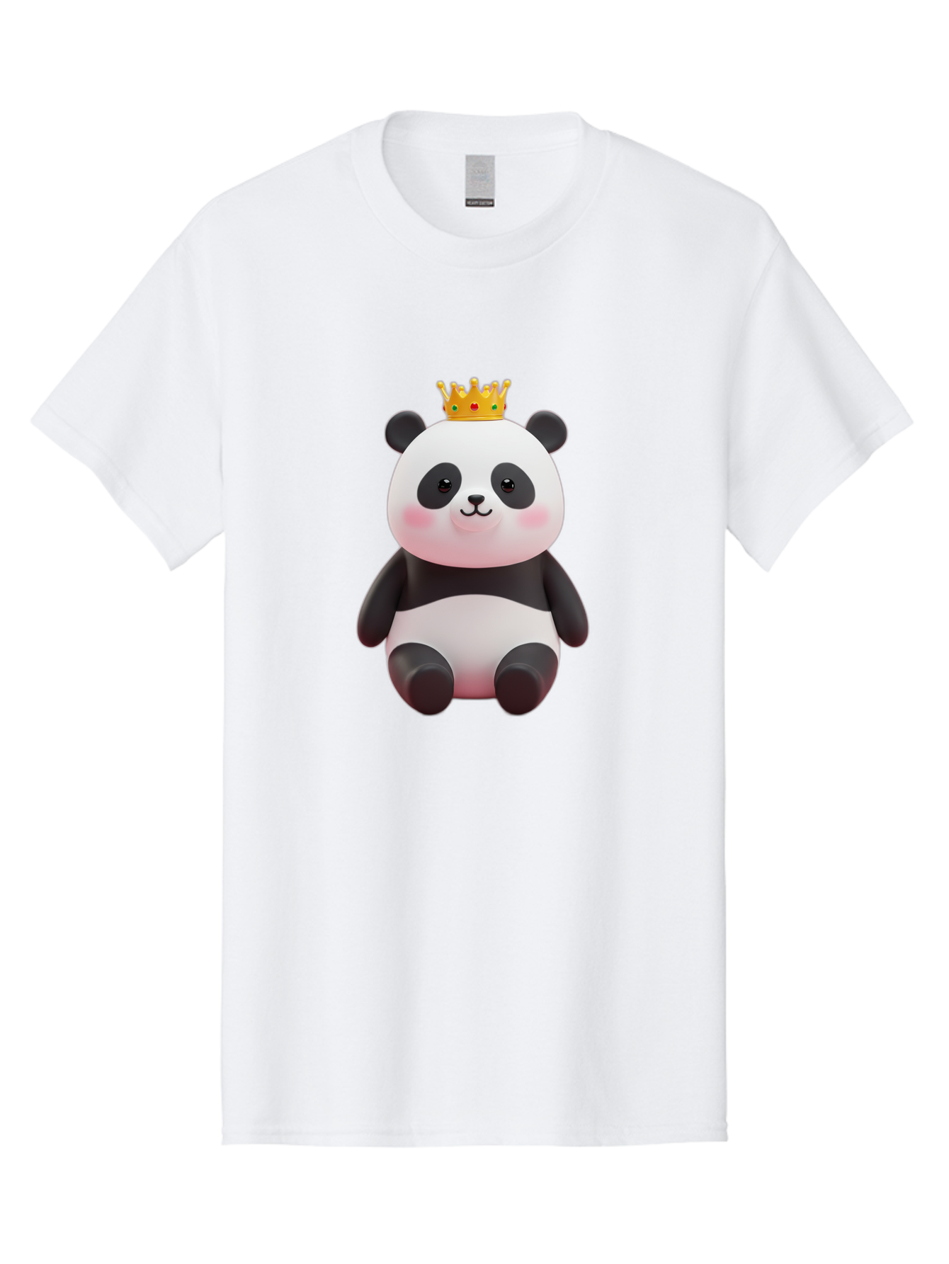 Crowned-Panda-1 Men'S Graphic Tee, 100% Cotton, Comfortable Casual Summer Wear, Machine Washable, Cartoon Panda, 3D Illustration, Panda Bear, Crown On Head, Regal Animal, Cute Expression, Rosy Cheeks, Kawaii Character, Adorable Design, Bae419 12