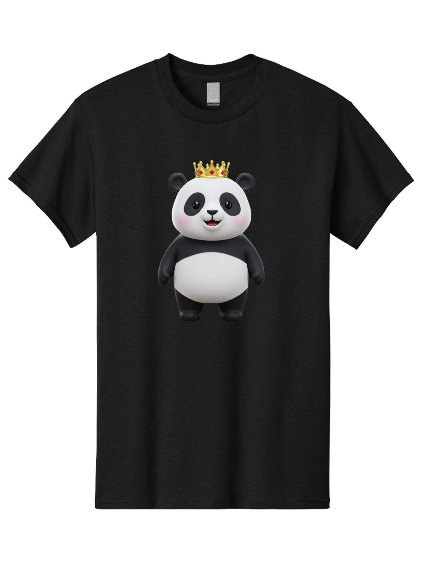 Crowned-Panda Men'S Graphic Tee, 100% Cotton, Comfortable Casual Summer Wear, Machine Washable, Cartoon Panda Bear, Royal Crown, Cute Animal, Adorable Face, Black And White Panda, Funny Character, Kawaii Art, Digital Illustration, Bae420 15