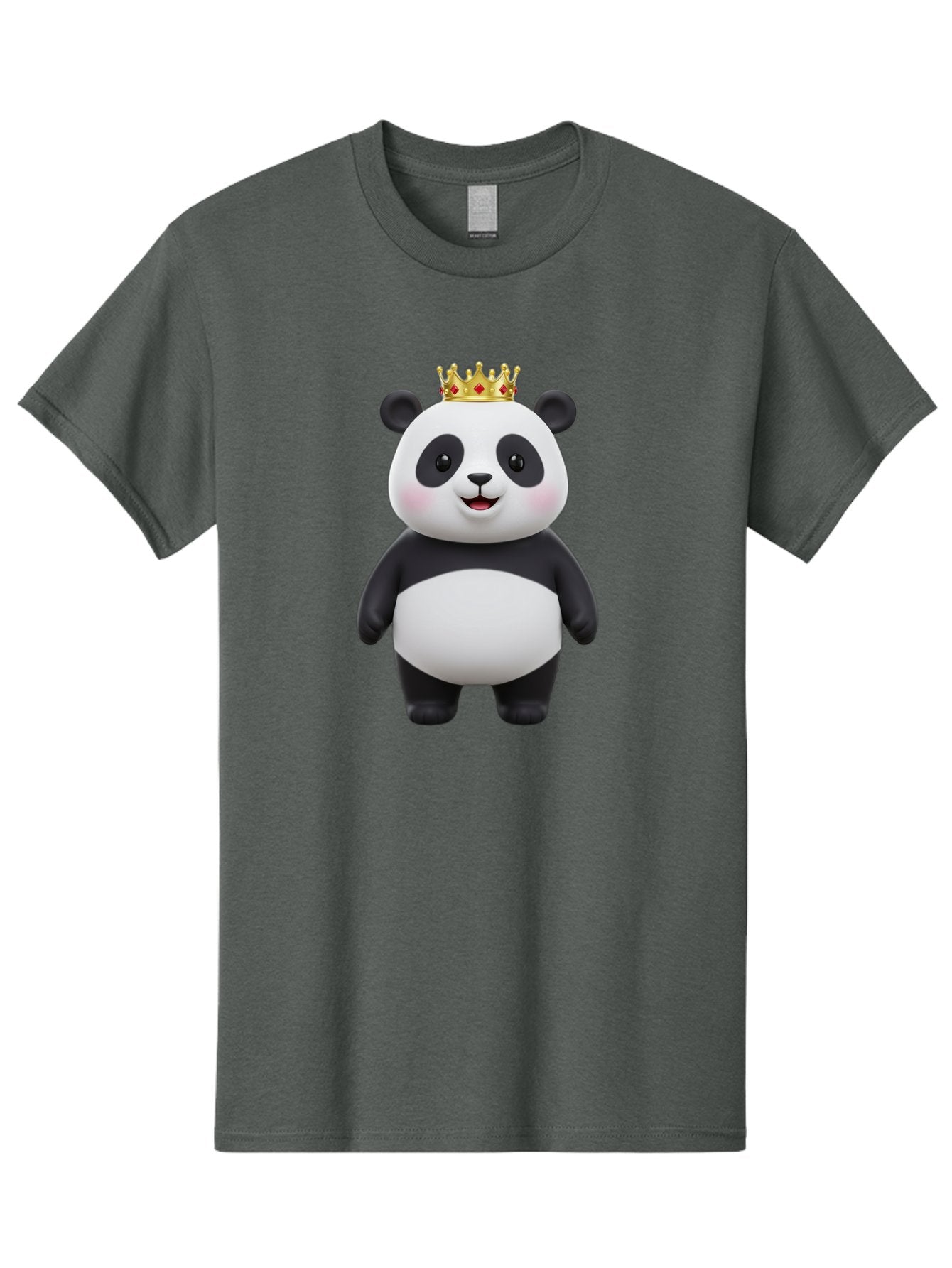Crowned-Panda Men'S Graphic Tee, 100% Cotton, Comfortable Casual Summer Wear, Machine Washable, Cartoon Panda Bear, Royal Crown, Cute Animal, Adorable Face, Black And White Panda, Funny Character, Kawaii Art, Digital Illustration, Bae420 7