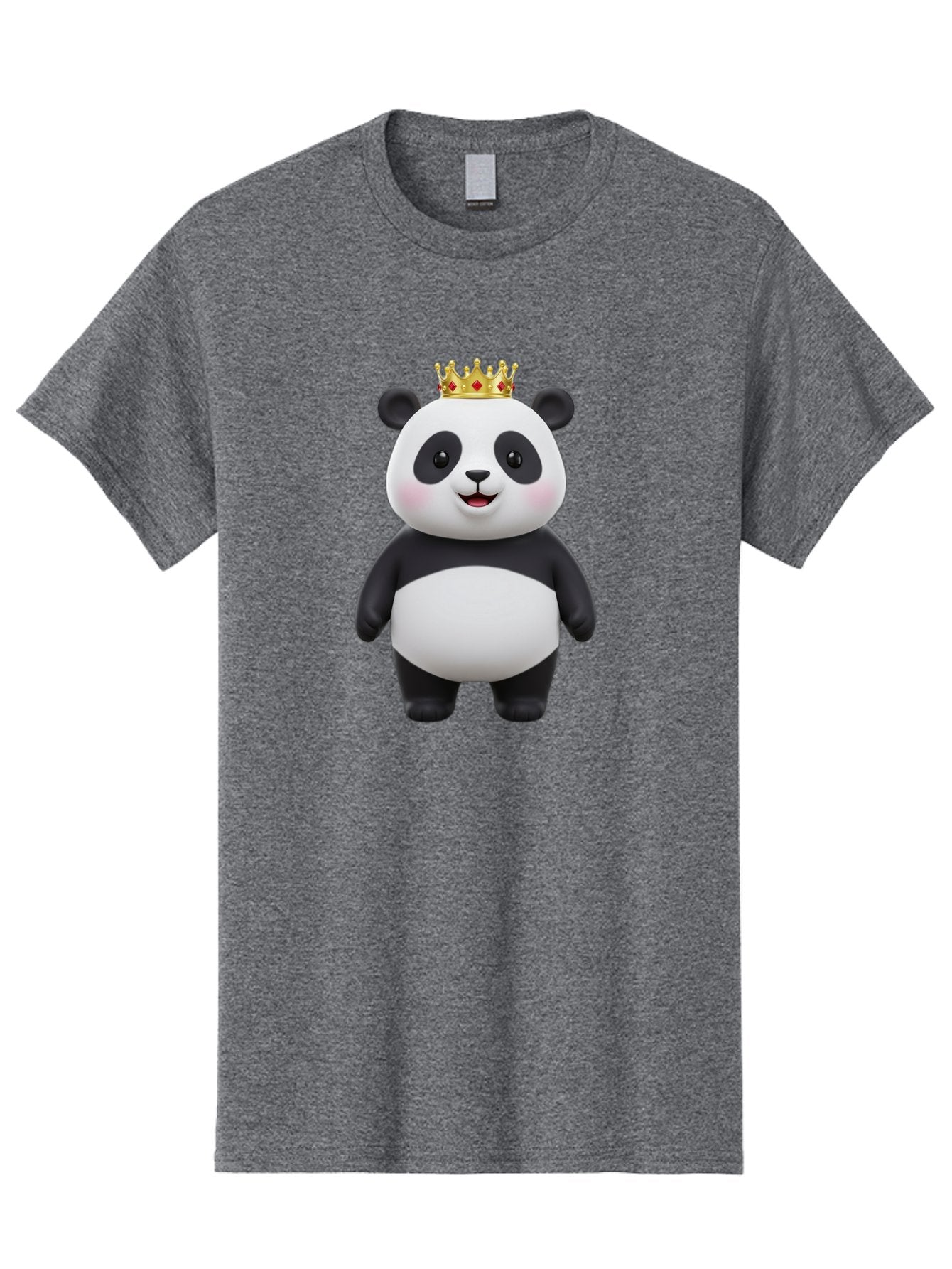 Crowned-Panda Men'S Graphic Tee, 100% Cotton, Comfortable Casual Summer Wear, Machine Washable, Cartoon Panda Bear, Royal Crown, Cute Animal, Adorable Face, Black And White Panda, Funny Character, Kawaii Art, Digital Illustration, Bae420 6