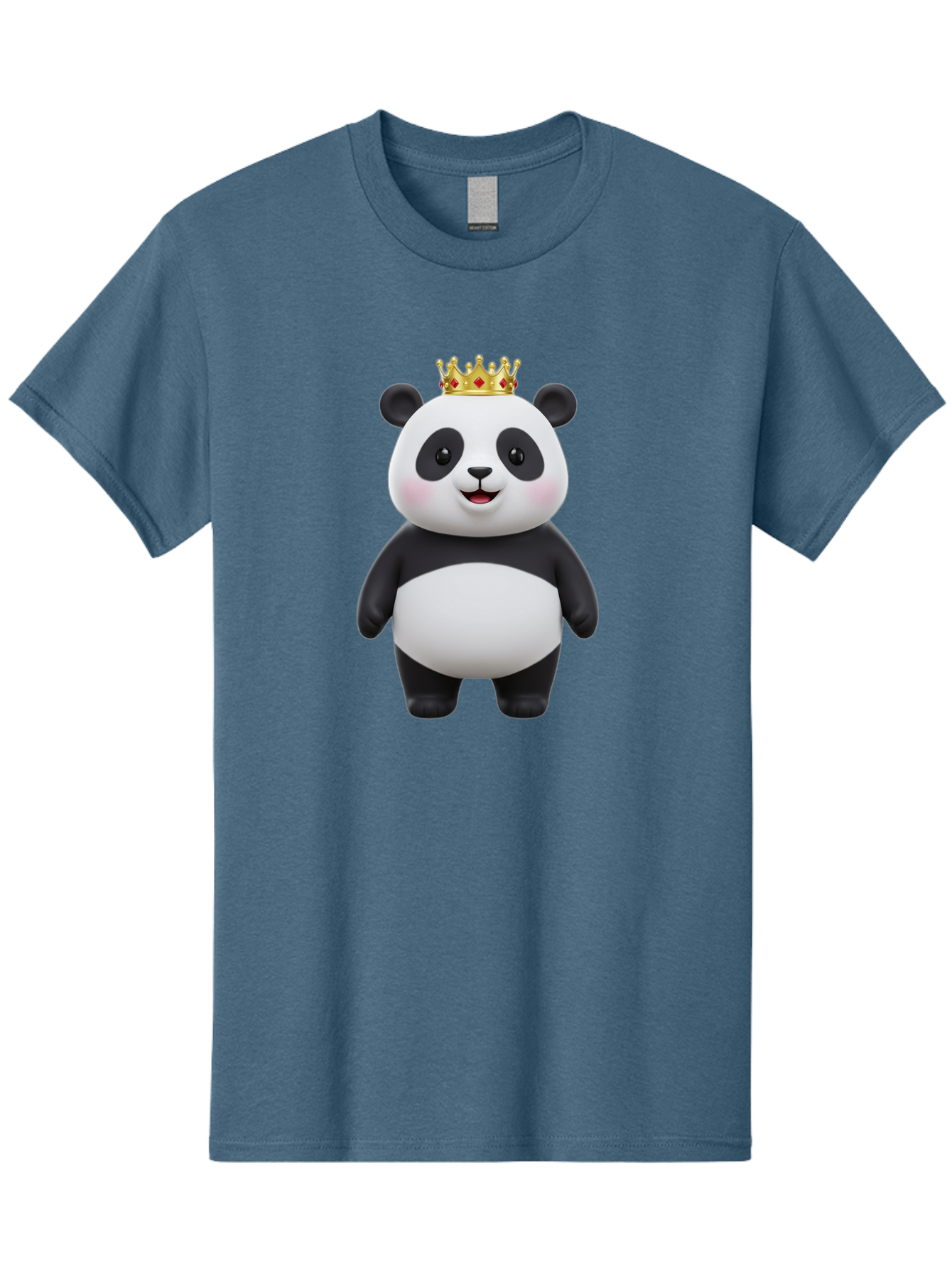 Crowned-Panda Men'S Graphic Tee, 100% Cotton, Comfortable Casual Summer Wear, Machine Washable, Cartoon Panda Bear, Royal Crown, Cute Animal, Adorable Face, Black And White Panda, Funny Character, Kawaii Art, Digital Illustration, Bae420