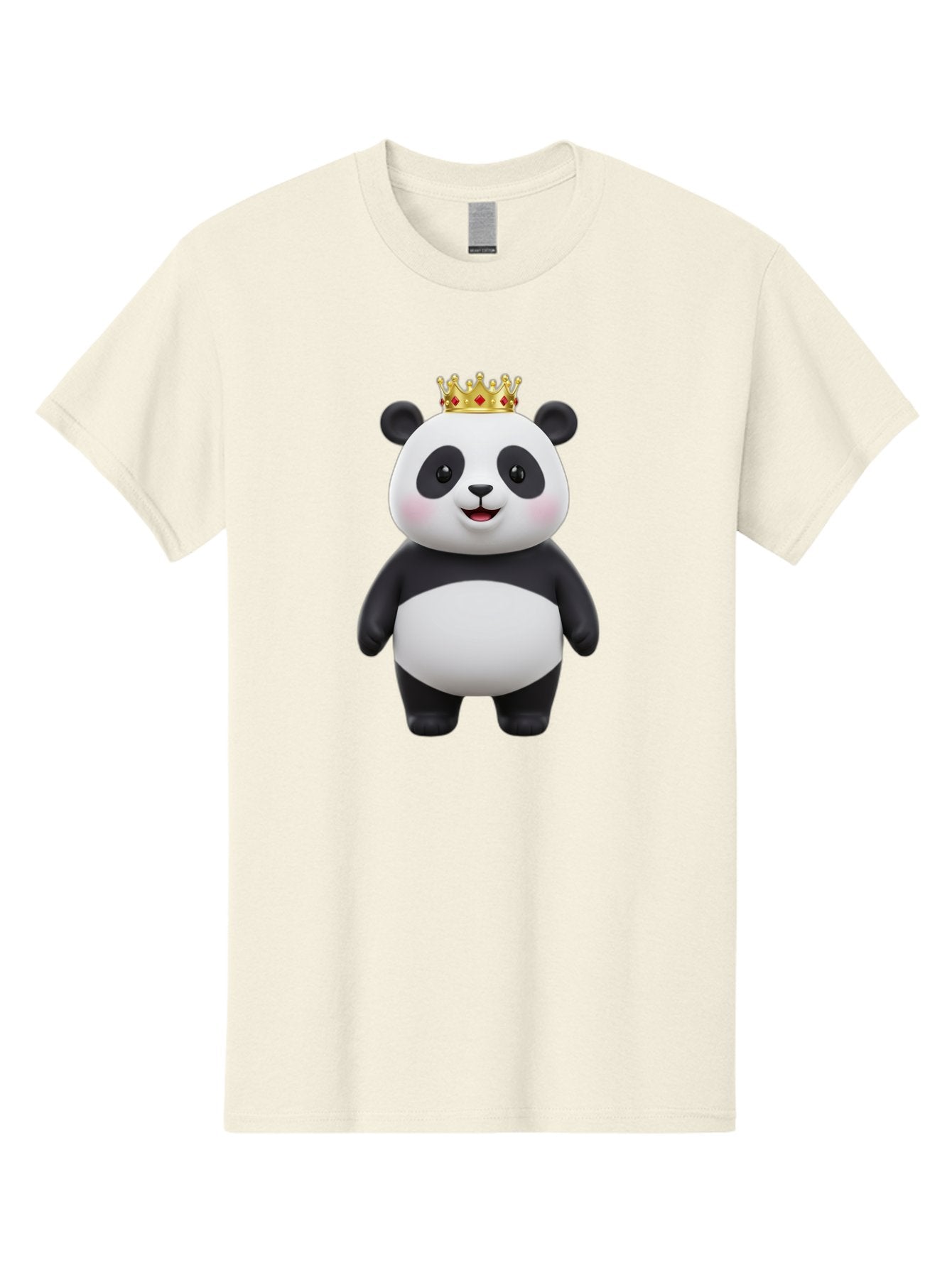 Crowned-Panda Men'S Graphic Tee, 100% Cotton, Comfortable Casual Summer Wear, Machine Washable, Cartoon Panda Bear, Royal Crown, Cute Animal, Adorable Face, Black And White Panda, Funny Character, Kawaii Art, Digital Illustration, Bae420