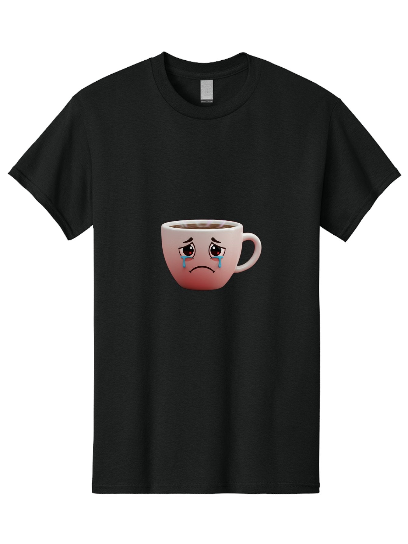 Crying-Coffee-Cup-1 Men'S Graphic Tee, 100% Cotton, Comfortable Casual Summer Wear, Machine Washable, Coffee Cup With Sad Face, Crying Eyes, Frowning Expression, Emotional Coffee, Coffee Lover Emotions, Sad Coffee Moment, Coffee Cup Feelings Bae421 5