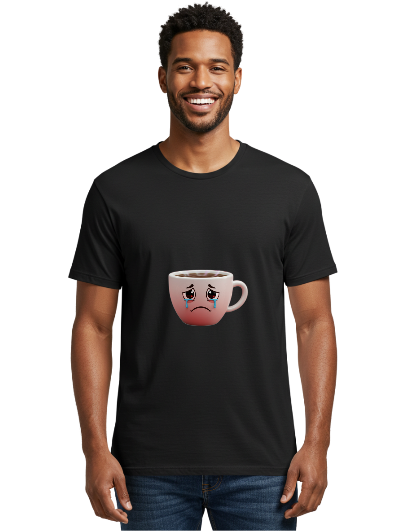 Crying-Coffee-Cup-1 Men'S Graphic Tee, 100% Cotton, Comfortable Casual Summer Wear, Machine Washable, Coffee Cup With Sad Face, Crying Eyes, Frowning Expression, Emotional Coffee, Coffee Lover Emotions, Sad Coffee Moment, Coffee Cup Feelings Bae421 23