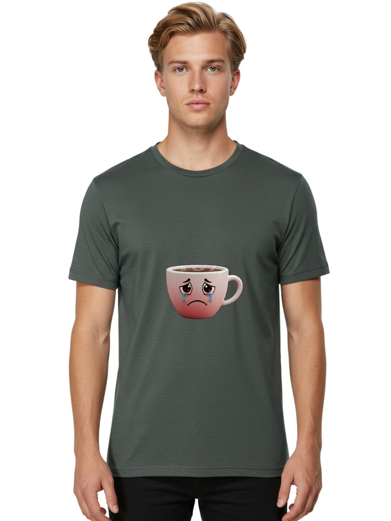 Crying-Coffee-Cup-1 Men'S Graphic Tee, 100% Cotton, Comfortable Casual Summer Wear, Machine Washable, Coffee Cup With Sad Face, Crying Eyes, Frowning Expression, Emotional Coffee, Coffee Lover Emotions, Sad Coffee Moment, Coffee Cup Feelings Bae421 17