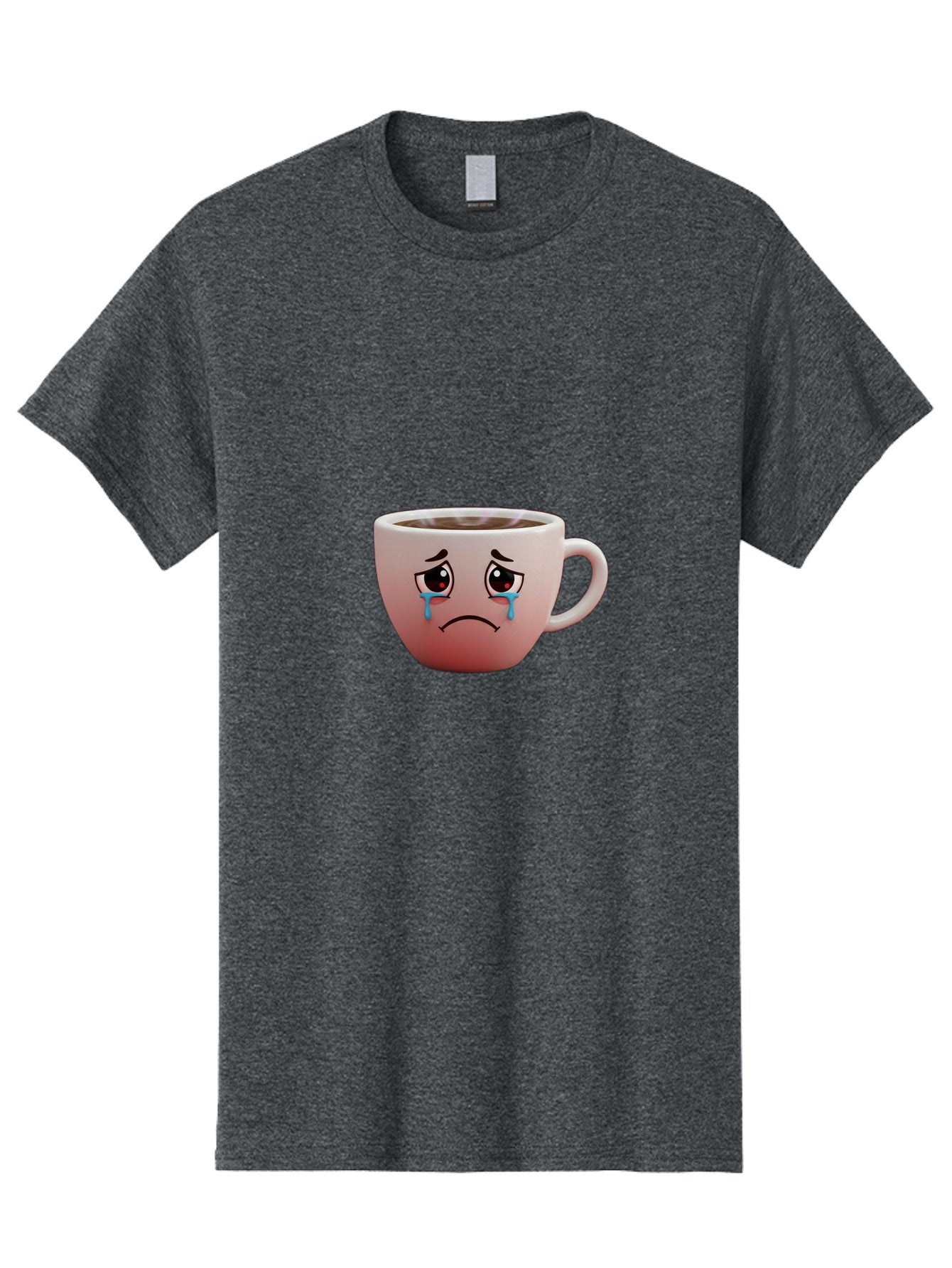 Crying-Coffee-Cup-1 Men'S Graphic Tee, 100% Cotton, Comfortable Casual Summer Wear, Machine Washable, Coffee Cup With Sad Face, Crying Eyes, Frowning Expression, Emotional Coffee, Coffee Lover Emotions, Sad Coffee Moment, Coffee Cup Feelings Bae421