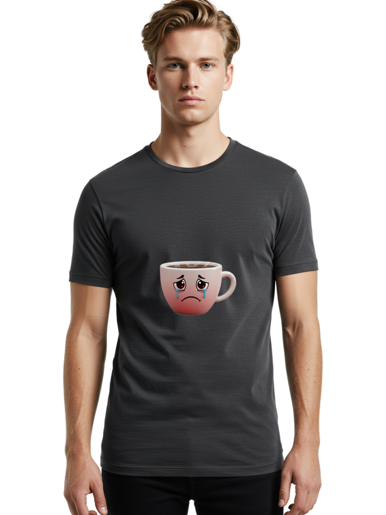 Crying-Coffee-Cup-1 Men'S Graphic Tee, 100% Cotton, Comfortable Casual Summer Wear, Machine Washable, Coffee Cup With Sad Face, Crying Eyes, Frowning Expression, Emotional Coffee, Coffee Lover Emotions, Sad Coffee Moment, Coffee Cup Feelings Bae421 26