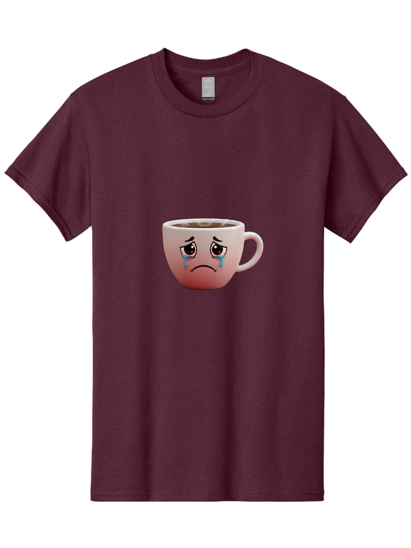 Crying-Coffee-Cup-1 Men'S Graphic Tee, 100% Cotton, Comfortable Casual Summer Wear, Machine Washable, Coffee Cup With Sad Face, Crying Eyes, Frowning Expression, Emotional Coffee, Coffee Lover Emotions, Sad Coffee Moment, Coffee Cup Feelings Bae421 3