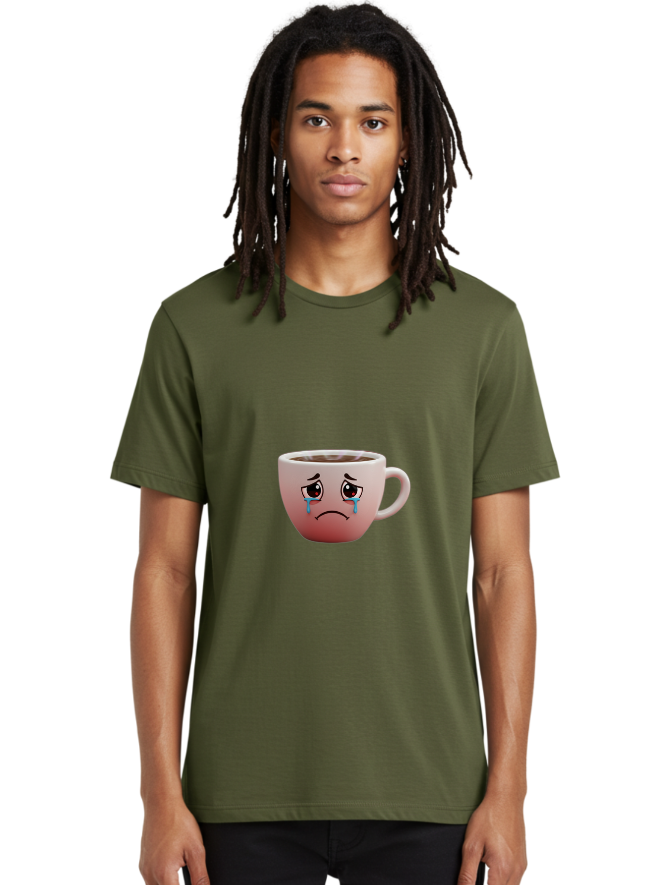 Crying-Coffee-Cup-1 Men'S Graphic Tee, 100% Cotton, Comfortable Casual Summer Wear, Machine Washable, Coffee Cup With Sad Face, Crying Eyes, Frowning Expression, Emotional Coffee, Coffee Lover Emotions, Sad Coffee Moment, Coffee Cup Feelings Bae421 30