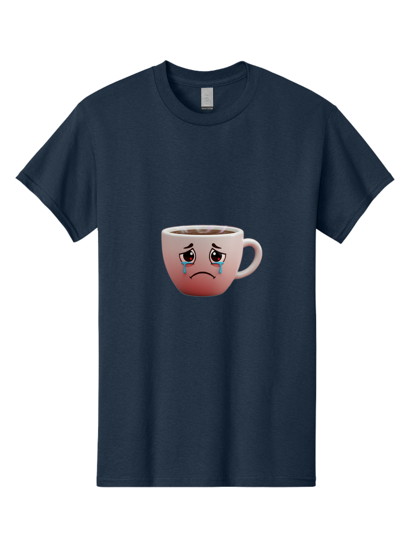 Crying-Coffee-Cup-1 Men'S Graphic Tee, 100% Cotton, Comfortable Casual Summer Wear, Machine Washable, Coffee Cup With Sad Face, Crying Eyes, Frowning Expression, Emotional Coffee, Coffee Lover Emotions, Sad Coffee Moment, Coffee Cup Feelings Bae421 3