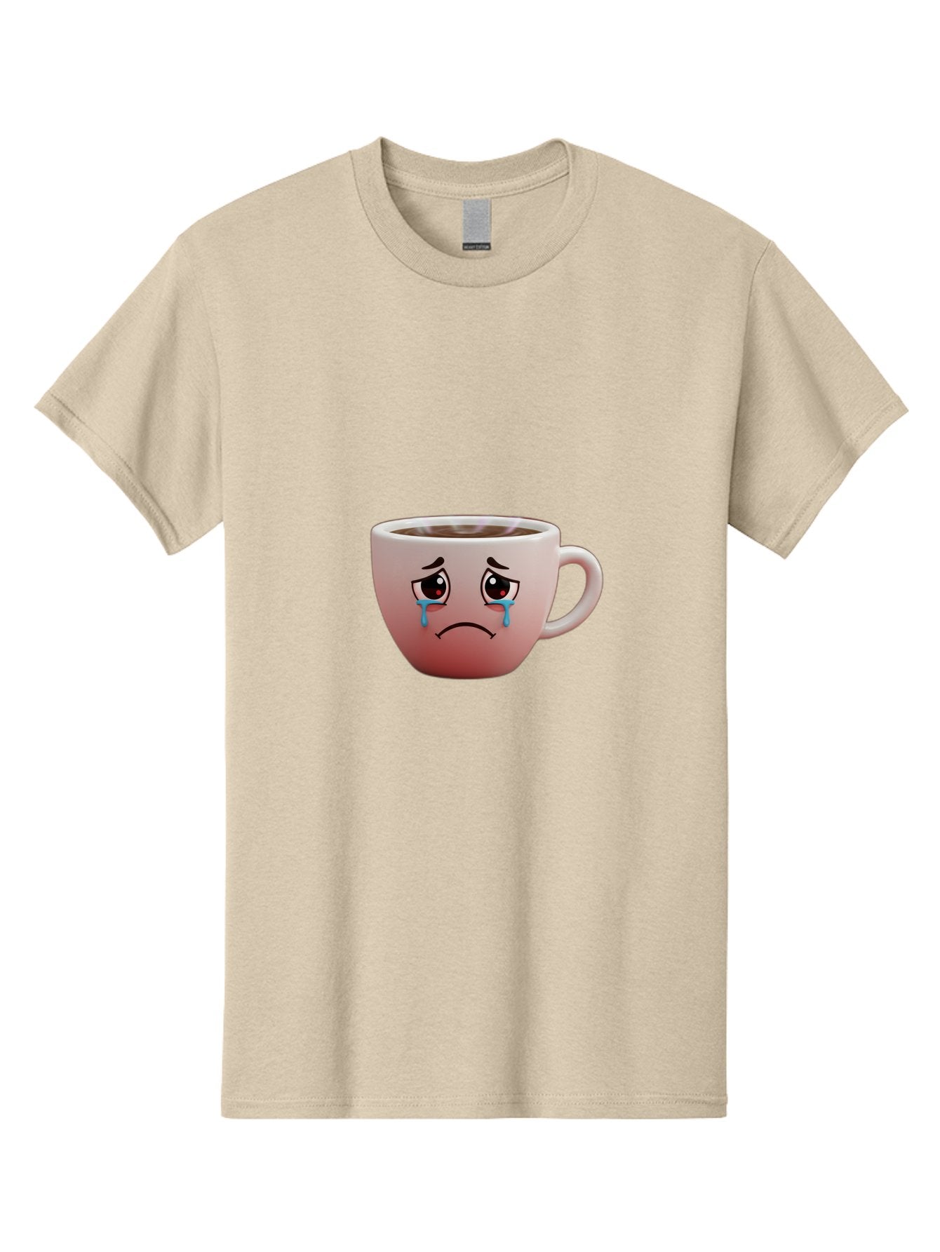 Crying-Coffee-Cup-1 Men'S Graphic Tee, 100% Cotton, Comfortable Casual Summer Wear, Machine Washable, Coffee Cup With Sad Face, Crying Eyes, Frowning Expression, Emotional Coffee, Coffee Lover Emotions, Sad Coffee Moment, Coffee Cup Feelings Bae421