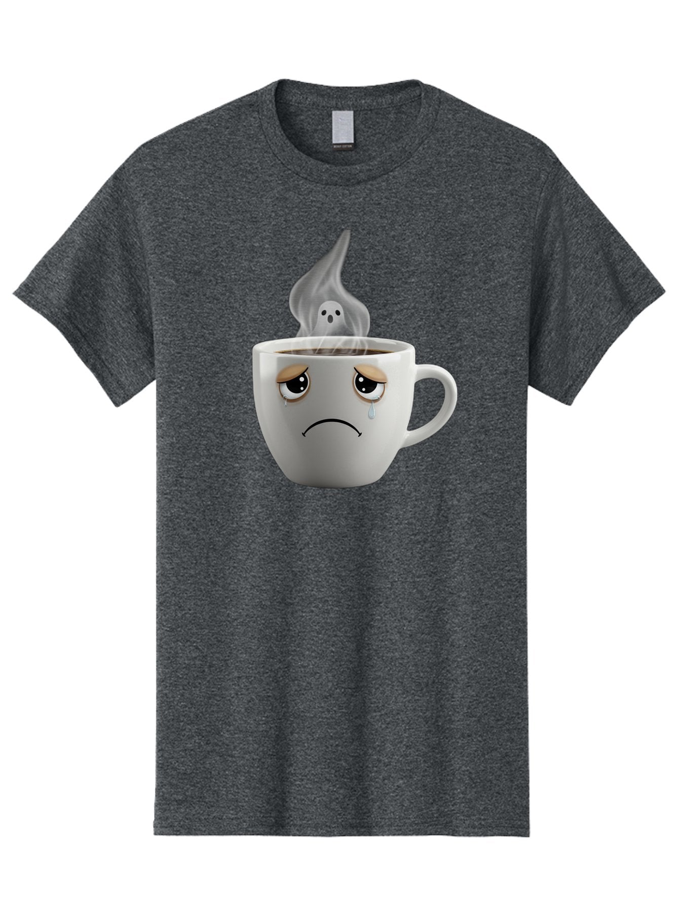 Crying-Coffee-Cup Men'S Graphic Tee, 100% Cotton, Comfortable Casual Summer Wear, Machine Washable, Sad Face Coffee Cup, Steaming Hot Coffee, Ghostly Steam, Coffee Lover, Coffee Culture, Coffee Time, Morning Coffee, Daily Grind Bae422 11