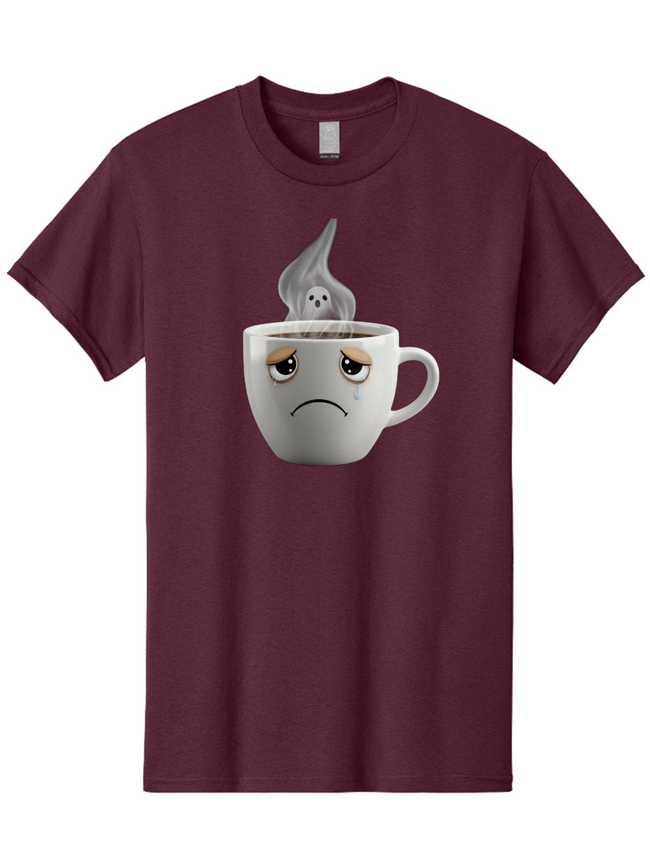 Crying-Coffee-Cup Men'S Graphic Tee, 100% Cotton, Comfortable Casual Summer Wear, Machine Washable, Sad Face Coffee Cup, Steaming Hot Coffee, Ghostly Steam, Coffee Lover, Coffee Culture, Coffee Time, Morning Coffee, Daily Grind Bae422 6