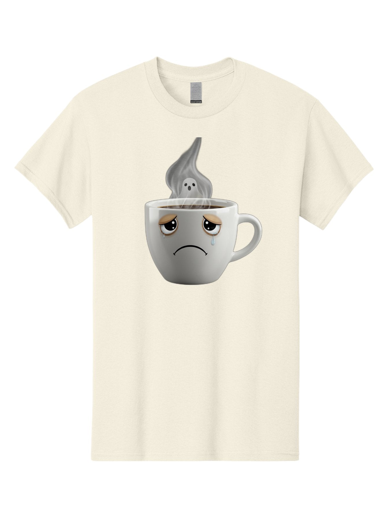 Crying-Coffee-Cup Men'S Graphic Tee, 100% Cotton, Comfortable Casual Summer Wear, Machine Washable, Sad Face Coffee Cup, Steaming Hot Coffee, Ghostly Steam, Coffee Lover, Coffee Culture, Coffee Time, Morning Coffee, Daily Grind Bae422 15