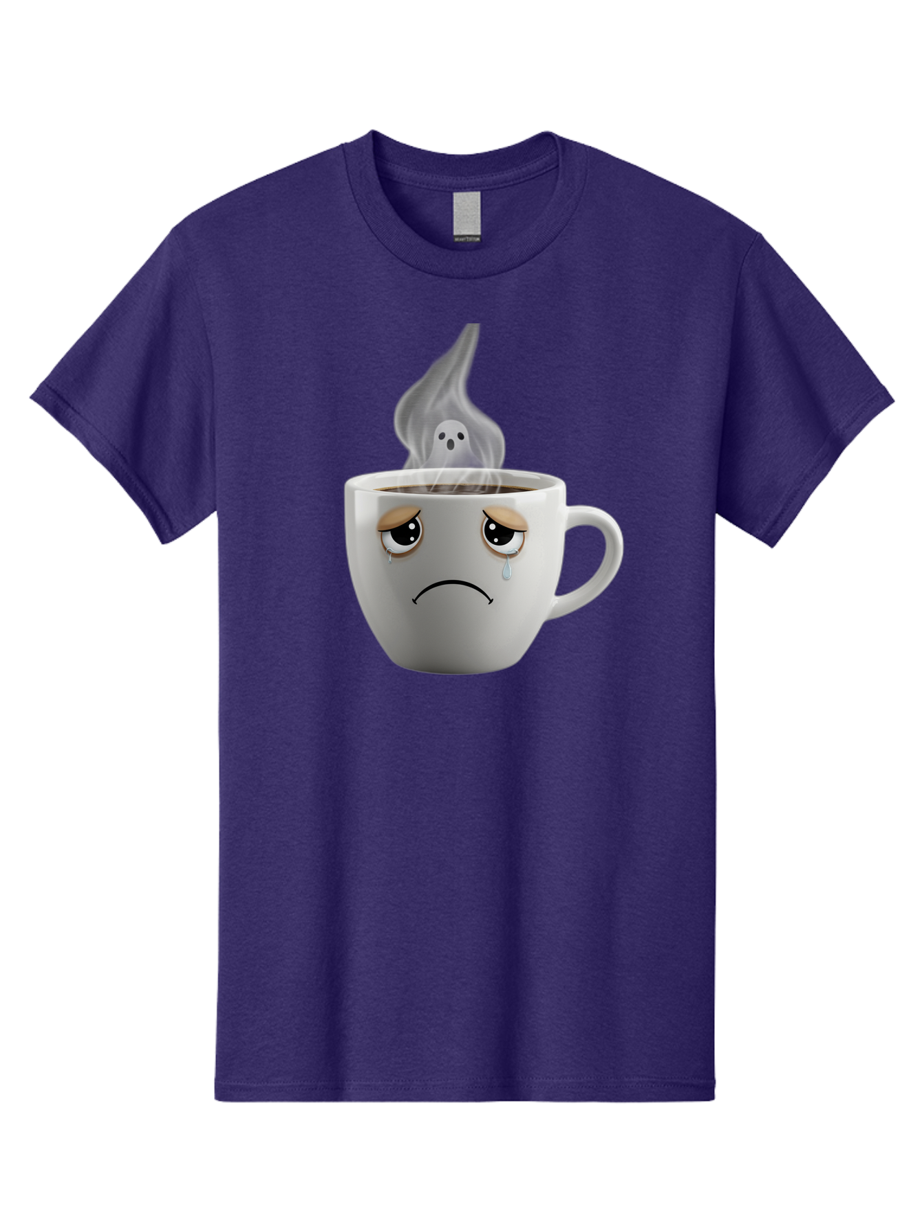 Crying-Coffee-Cup Men'S Graphic Tee, 100% Cotton, Comfortable Casual Summer Wear, Machine Washable, Sad Face Coffee Cup, Steaming Hot Coffee, Ghostly Steam, Coffee Lover, Coffee Culture, Coffee Time, Morning Coffee, Daily Grind Bae422 10