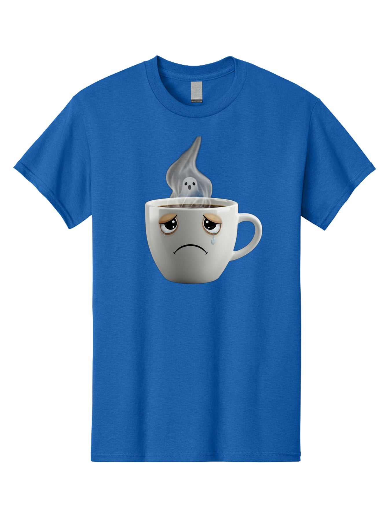 Crying-Coffee-Cup Men'S Graphic Tee, 100% Cotton, Comfortable Casual Summer Wear, Machine Washable, Sad Face Coffee Cup, Steaming Hot Coffee, Ghostly Steam, Coffee Lover, Coffee Culture, Coffee Time, Morning Coffee, Daily Grind Bae422 14