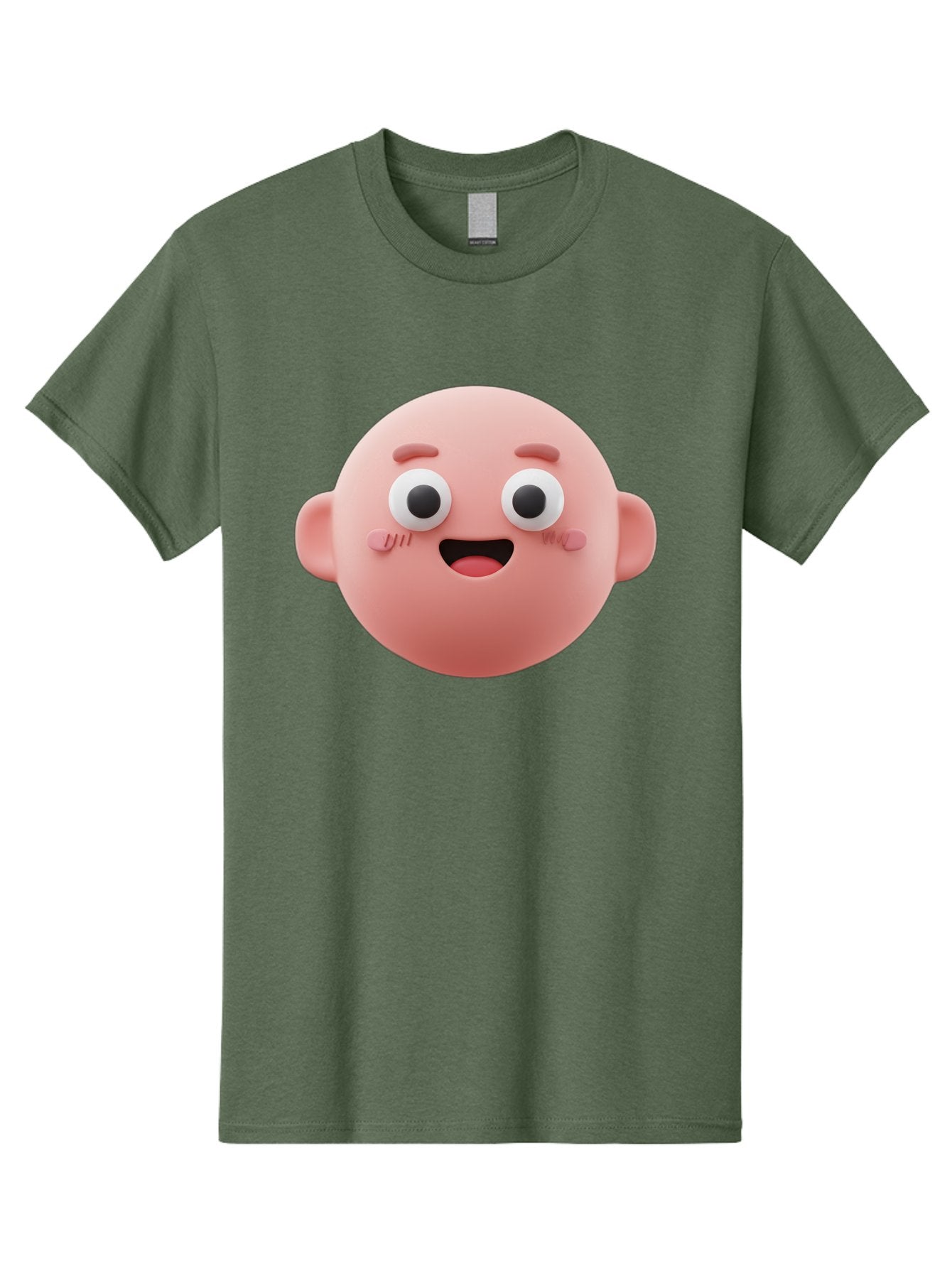 Cute-3D-Emoji-Face Men'S Graphic Tee, 100% Cotton, Comfortable Casual Summer Wear, Machine Washable, Smiling Face, Cartoon Character, Pink Hue, Cheerful Expression, Wide Eyes, Smiling Mouth, Rosy Cheeks, Cute Emoji, Playful Design, Funny Face Bae423 13