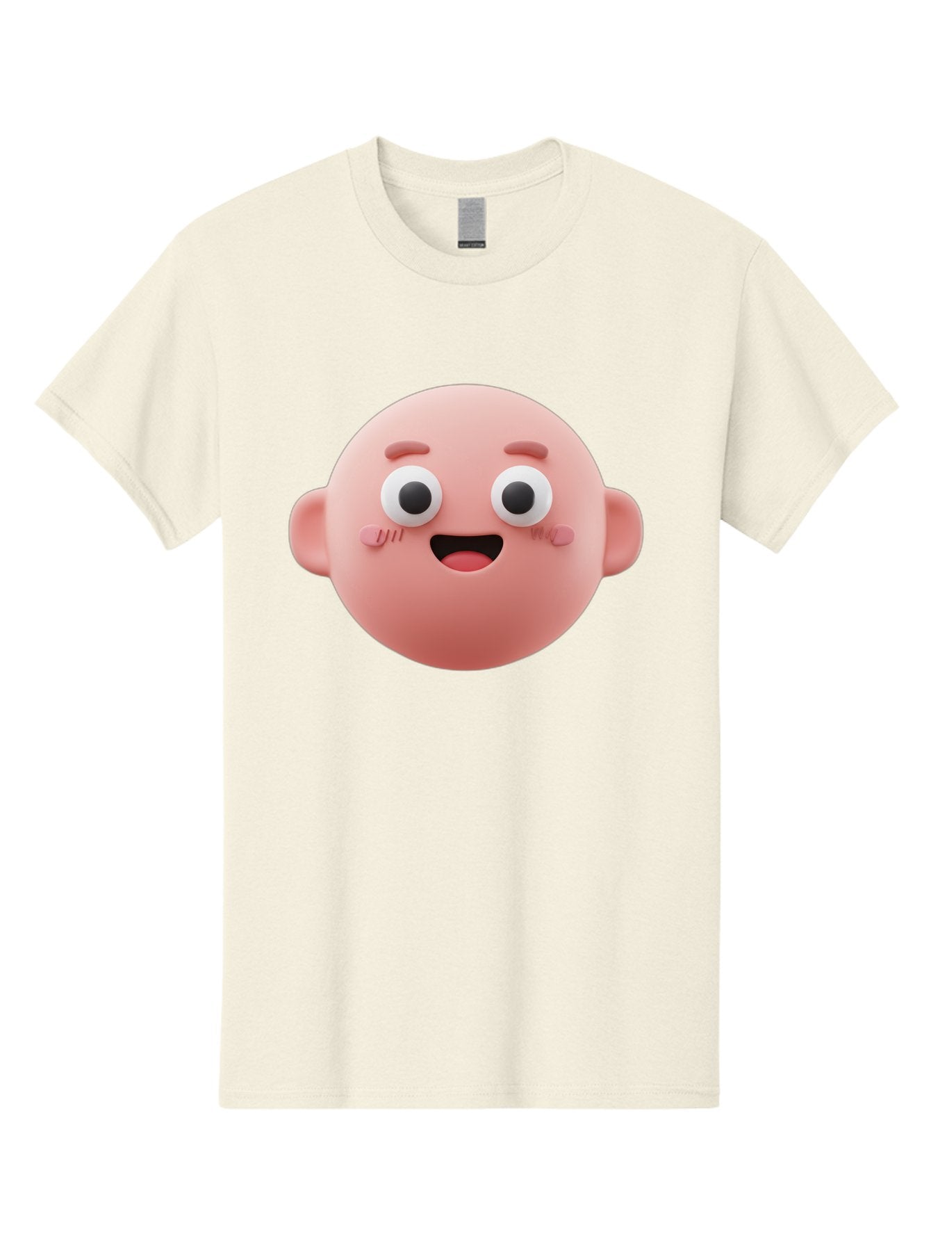 Cute-3D-Emoji-Face Men'S Graphic Tee, 100% Cotton, Comfortable Casual Summer Wear, Machine Washable, Smiling Face, Cartoon Character, Pink Hue, Cheerful Expression, Wide Eyes, Smiling Mouth, Rosy Cheeks, Cute Emoji, Playful Design, Funny Face Bae423 10