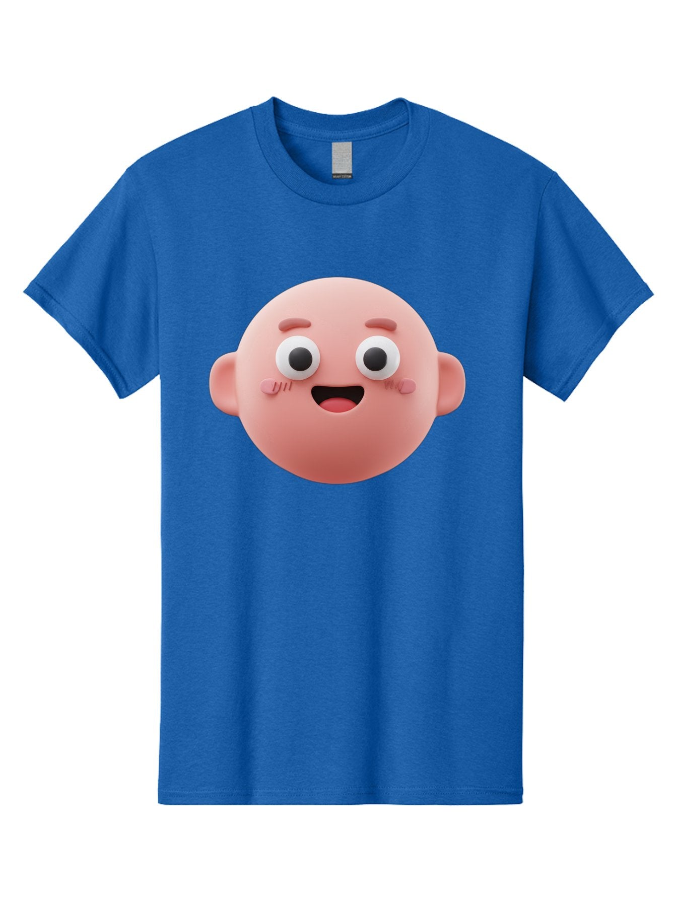 Cute-3D-Emoji-Face Men'S Graphic Tee, 100% Cotton, Comfortable Casual Summer Wear, Machine Washable, Smiling Face, Cartoon Character, Pink Hue, Cheerful Expression, Wide Eyes, Smiling Mouth, Rosy Cheeks, Cute Emoji, Playful Design, Funny Face Bae423 12