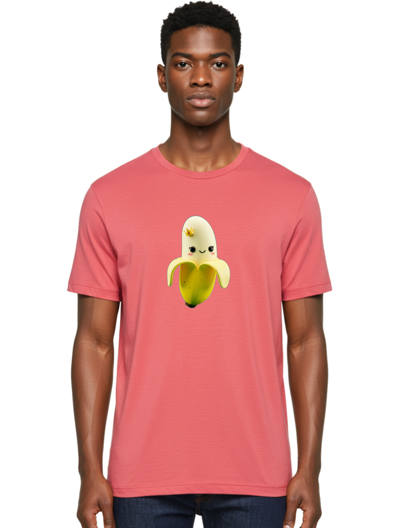 Cute-Banana Men'S Graphic Tee, 100% Cotton, Comfortable Casual Summer Wear, Machine Washable, Cartoon Banana Character, Cute Fruit Design, Banana Prince, Kawaii Fruit, Adorable Banana, Funny Fruit Character, Yellow Fruit, Smiling Banana Bae424 29