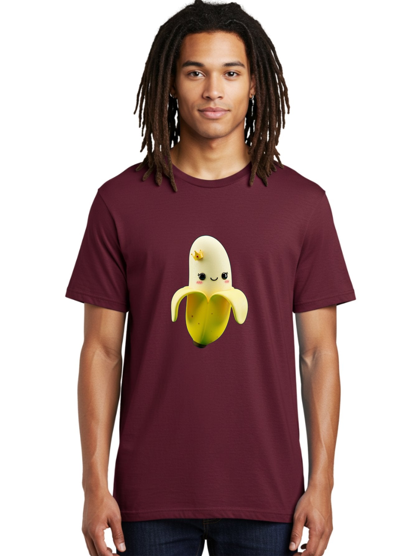Cute-Banana Men'S Graphic Tee, 100% Cotton, Comfortable Casual Summer Wear, Machine Washable, Cartoon Banana Character, Cute Fruit Design, Banana Prince, Kawaii Fruit, Adorable Banana, Funny Fruit Character, Yellow Fruit, Smiling Banana Bae424 26