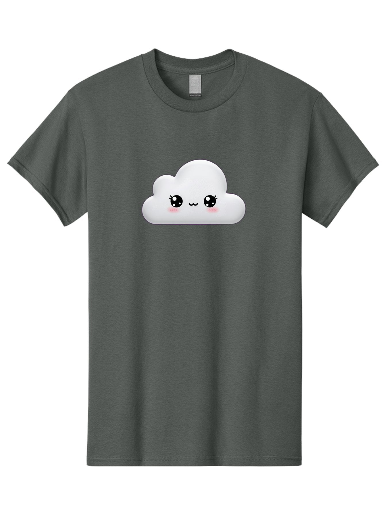Cute-Cloud-1 Men'S Graphic Tee, 100% Cotton, Comfortable Casual Summer Wear, Machine Washable, Cartoon Cloud, Cute Character, Kawaii Illustration, Adorable Design, Fluffy Cloud, Smiling Face, Pink Cheeks, Eyelashes, Childlike Charm, Bae425 6