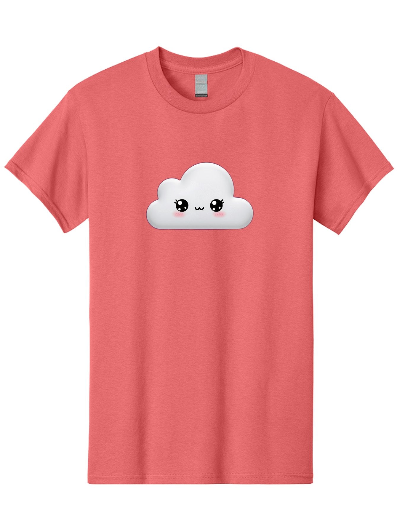 Cute-Cloud-1 Men'S Graphic Tee, 100% Cotton, Comfortable Casual Summer Wear, Machine Washable, Cartoon Cloud, Cute Character, Kawaii Illustration, Adorable Design, Fluffy Cloud, Smiling Face, Pink Cheeks, Eyelashes, Childlike Charm, Bae425 7