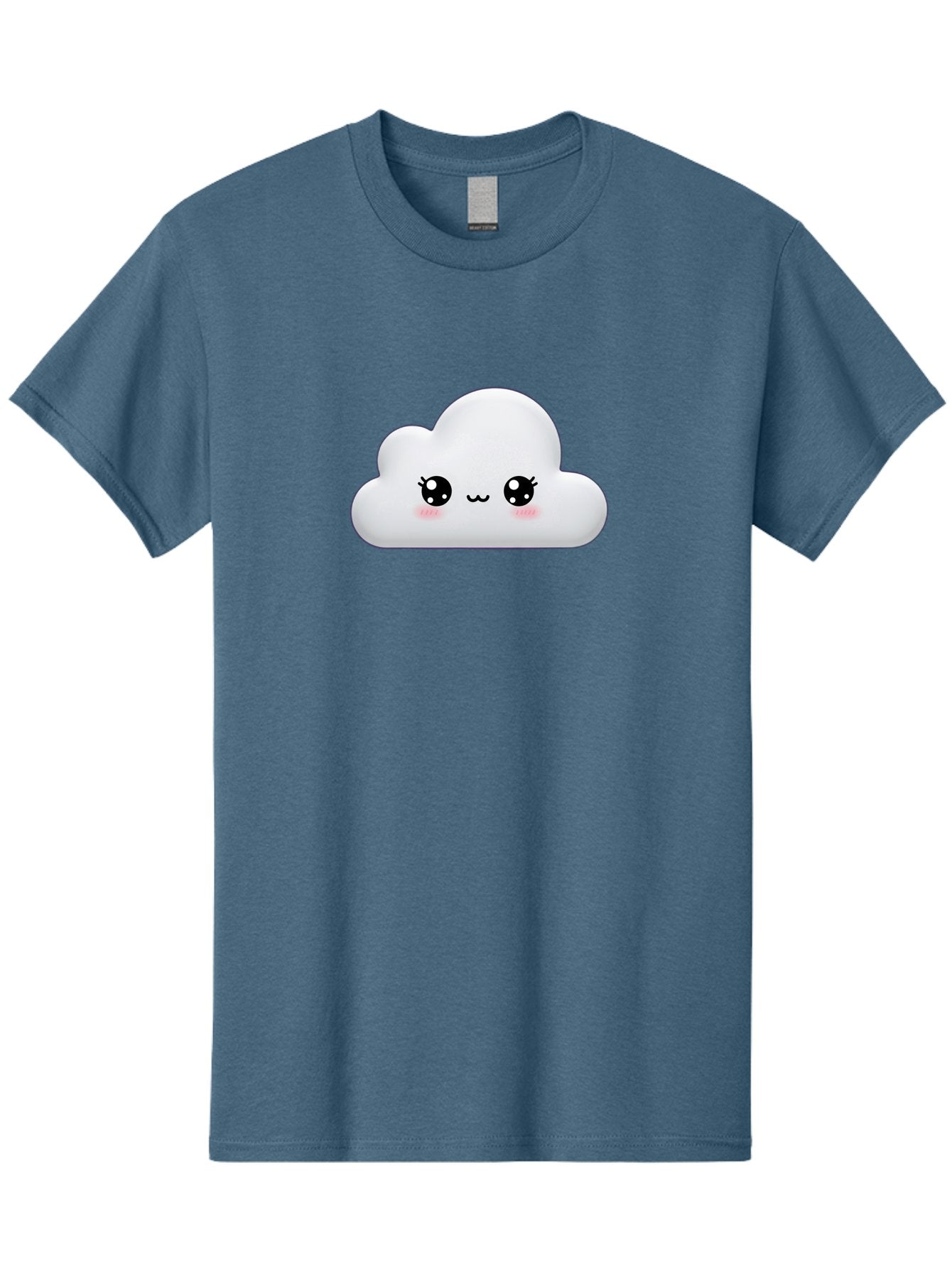 Cute-Cloud-1 Men'S Graphic Tee, 100% Cotton, Comfortable Casual Summer Wear, Machine Washable, Cartoon Cloud, Cute Character, Kawaii Illustration, Adorable Design, Fluffy Cloud, Smiling Face, Pink Cheeks, Eyelashes, Childlike Charm, Bae425 11