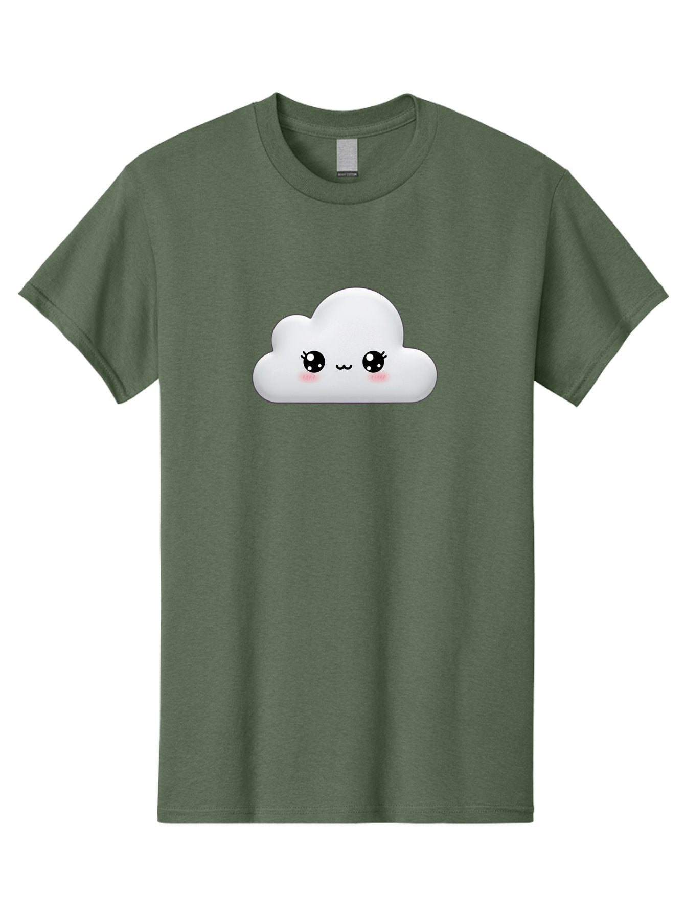 Cute-Cloud-1 Men'S Graphic Tee, 100% Cotton, Comfortable Casual Summer Wear, Machine Washable, Cartoon Cloud, Cute Character, Kawaii Illustration, Adorable Design, Fluffy Cloud, Smiling Face, Pink Cheeks, Eyelashes, Childlike Charm, Bae425 9