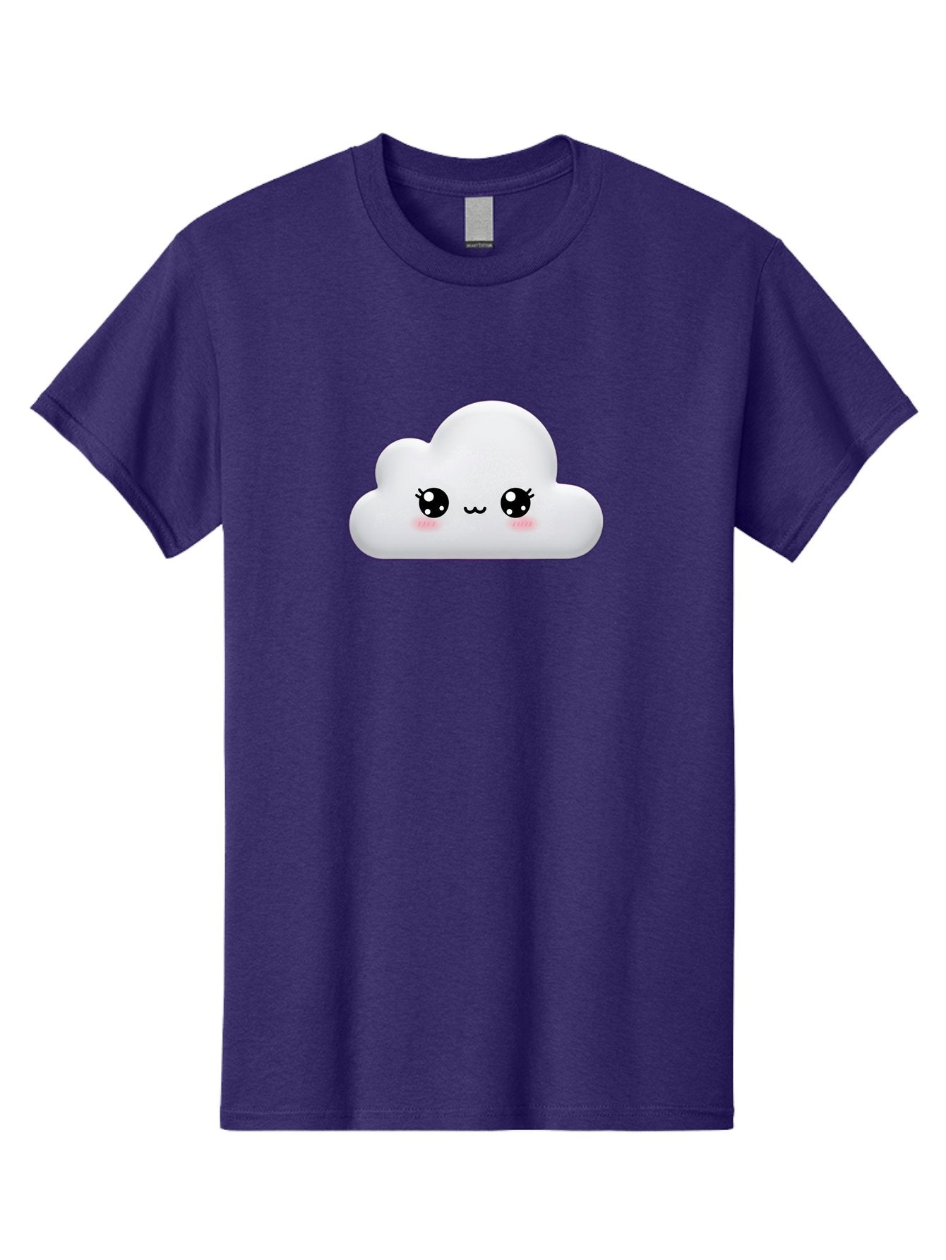 Cute-Cloud-1 Men'S Graphic Tee, 100% Cotton, Comfortable Casual Summer Wear, Machine Washable, Cartoon Cloud, Cute Character, Kawaii Illustration, Adorable Design, Fluffy Cloud, Smiling Face, Pink Cheeks, Eyelashes, Childlike Charm, Bae425 4