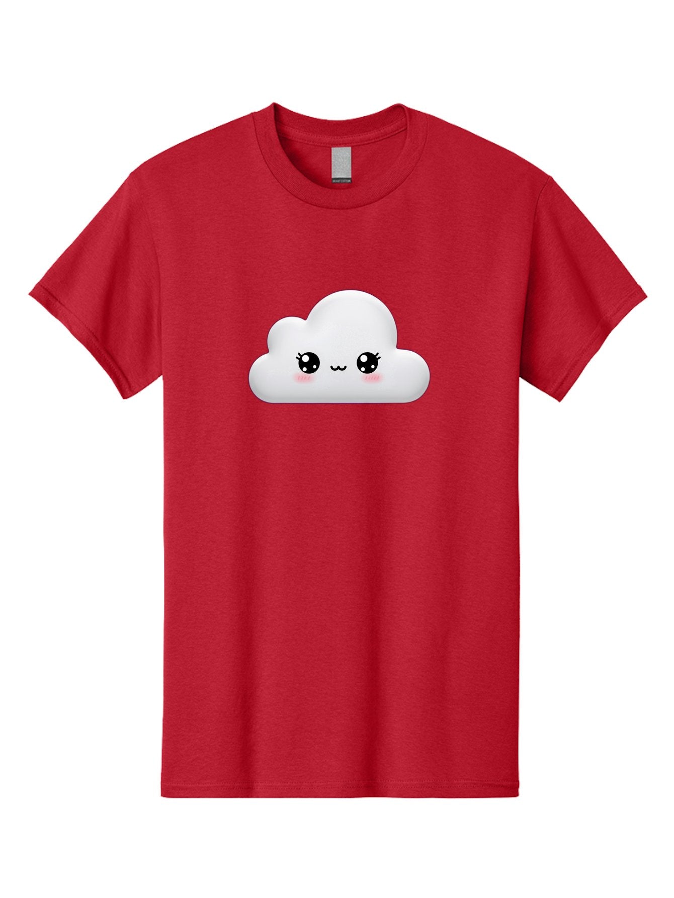 Cute-Cloud-1 Men'S Graphic Tee, 100% Cotton, Comfortable Casual Summer Wear, Machine Washable, Cartoon Cloud, Cute Character, Kawaii Illustration, Adorable Design, Fluffy Cloud, Smiling Face, Pink Cheeks, Eyelashes, Childlike Charm, Bae425 5