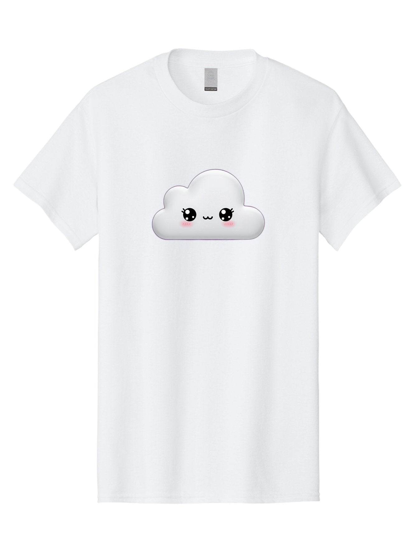 Cute-Cloud-1 Men'S Graphic Tee, 100% Cotton, Comfortable Casual Summer Wear, Machine Washable, Cartoon Cloud, Cute Character, Kawaii Illustration, Adorable Design, Fluffy Cloud, Smiling Face, Pink Cheeks, Eyelashes, Childlike Charm, Bae425 12