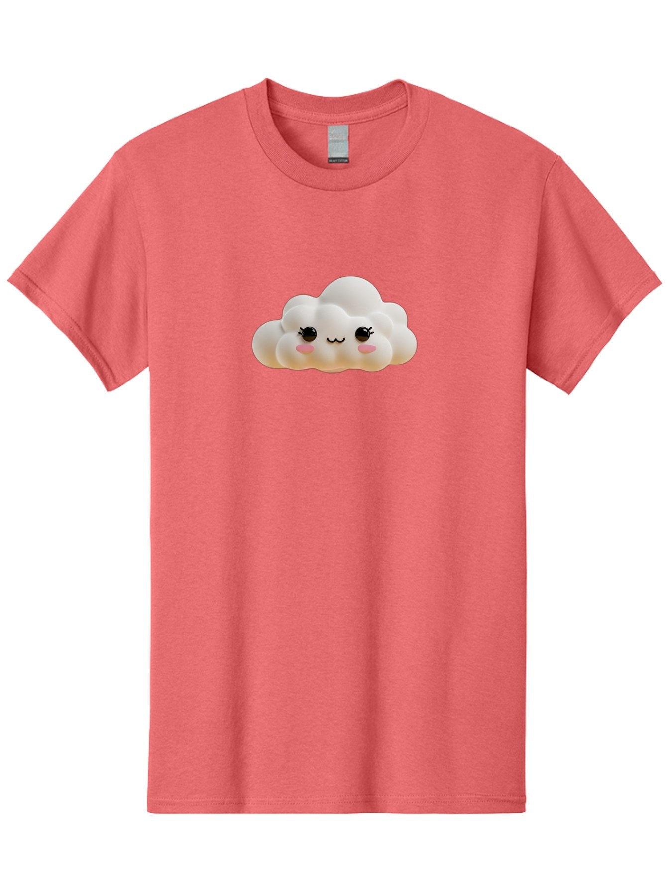 Cute-Cloud-2 Men'S Graphic Tee, 100% Cotton, Comfortable Casual Summer Wear, Machine Washable, Cute Cloud, Kawaii Art, Cartoon Character, Fluffy Cloud, Pastel Colors, Smiling Face, Rosy Cheeks, Eyelashes, Adorable, Whimsical, Fantasy Art, Bae426