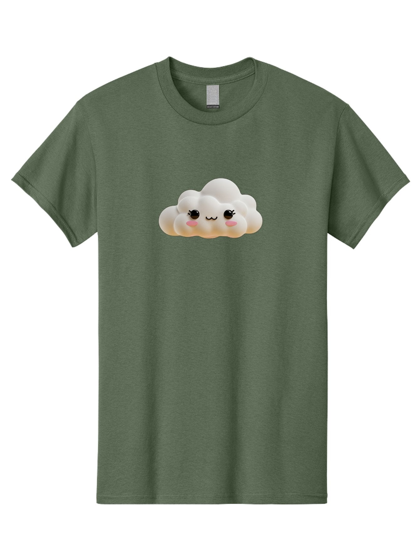 Cute-Cloud-2 Men'S Graphic Tee, 100% Cotton, Comfortable Casual Summer Wear, Machine Washable, Cute Cloud, Kawaii Art, Cartoon Character, Fluffy Cloud, Pastel Colors, Smiling Face, Rosy Cheeks, Eyelashes, Adorable, Whimsical, Fantasy Art, Bae426