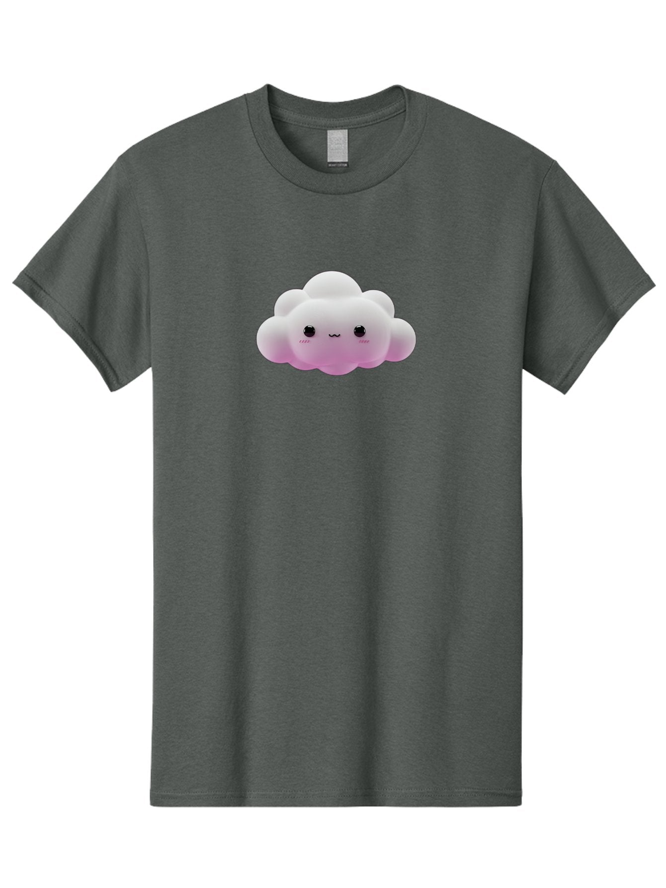 Cute-Cloud-Toy Men'S Graphic Tee, 100% Cotton, Comfortable Casual Summer Wear, Machine Washable, White Fluffy Cloud, Kawaii Character, Smiling Face, Cute Expression, Soft Pink Cheeks, Adorable Eyes, Cartoon Cloud, Pastel Colors, Bae428 5