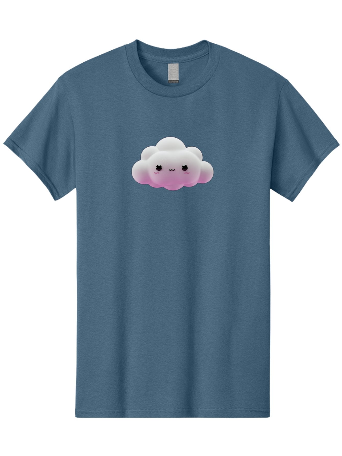 Cute-Cloud-Toy Men'S Graphic Tee, 100% Cotton, Comfortable Casual Summer Wear, Machine Washable, White Fluffy Cloud, Kawaii Character, Smiling Face, Cute Expression, Soft Pink Cheeks, Adorable Eyes, Cartoon Cloud, Pastel Colors, Bae428 8