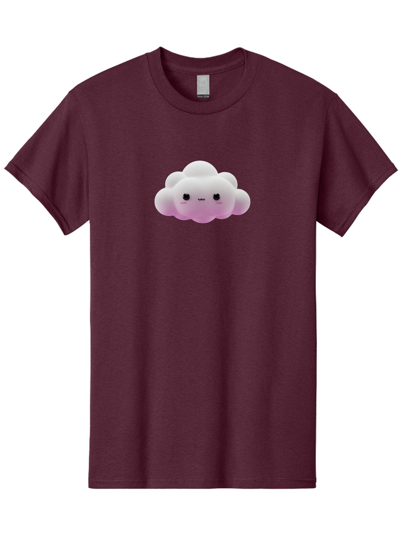 Cute-Cloud-Toy Men'S Graphic Tee, 100% Cotton, Comfortable Casual Summer Wear, Machine Washable, White Fluffy Cloud, Kawaii Character, Smiling Face, Cute Expression, Soft Pink Cheeks, Adorable Eyes, Cartoon Cloud, Pastel Colors, Bae428 3